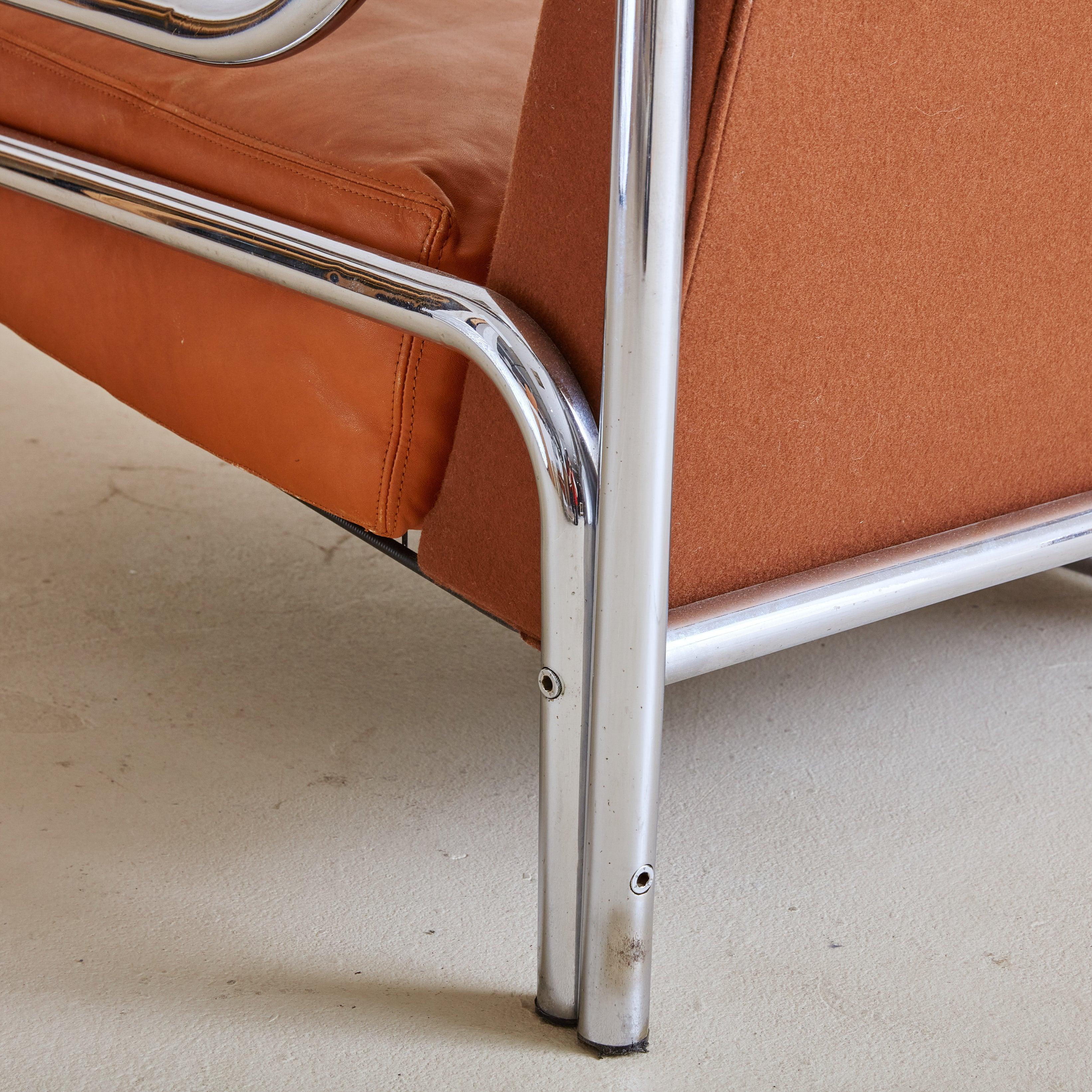 Loveseat Stringa cognac + chrome de Gae Aulenti pour Poltronova en vente 4