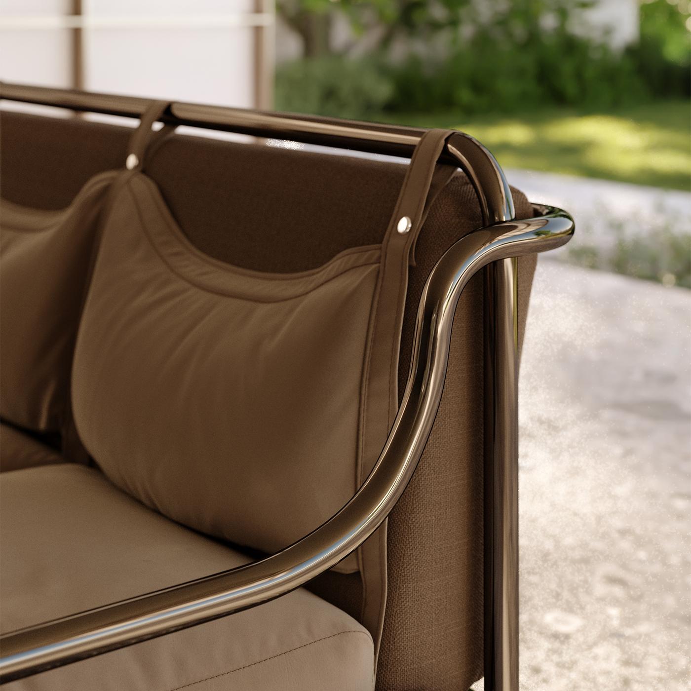 Italiano Stringa Gray Nubuck & Stainless Steel Sofa by Gae Aulenti in vendita