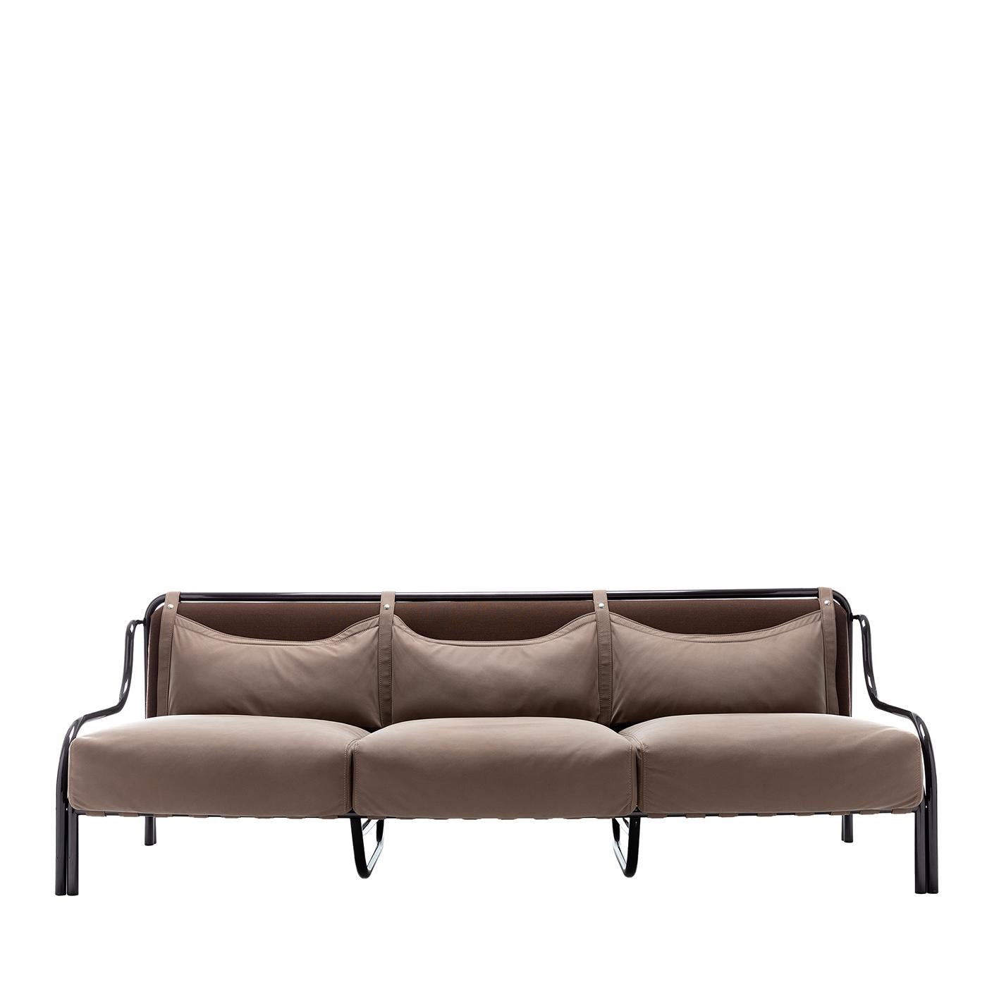 Stringa Gray Nubuck & Stainless Steel Sofa by Gae Aulenti in vendita 1