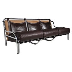 Canapé Stringa en cuir Brown par Gae Aulenti pour Poltronova, 1960s