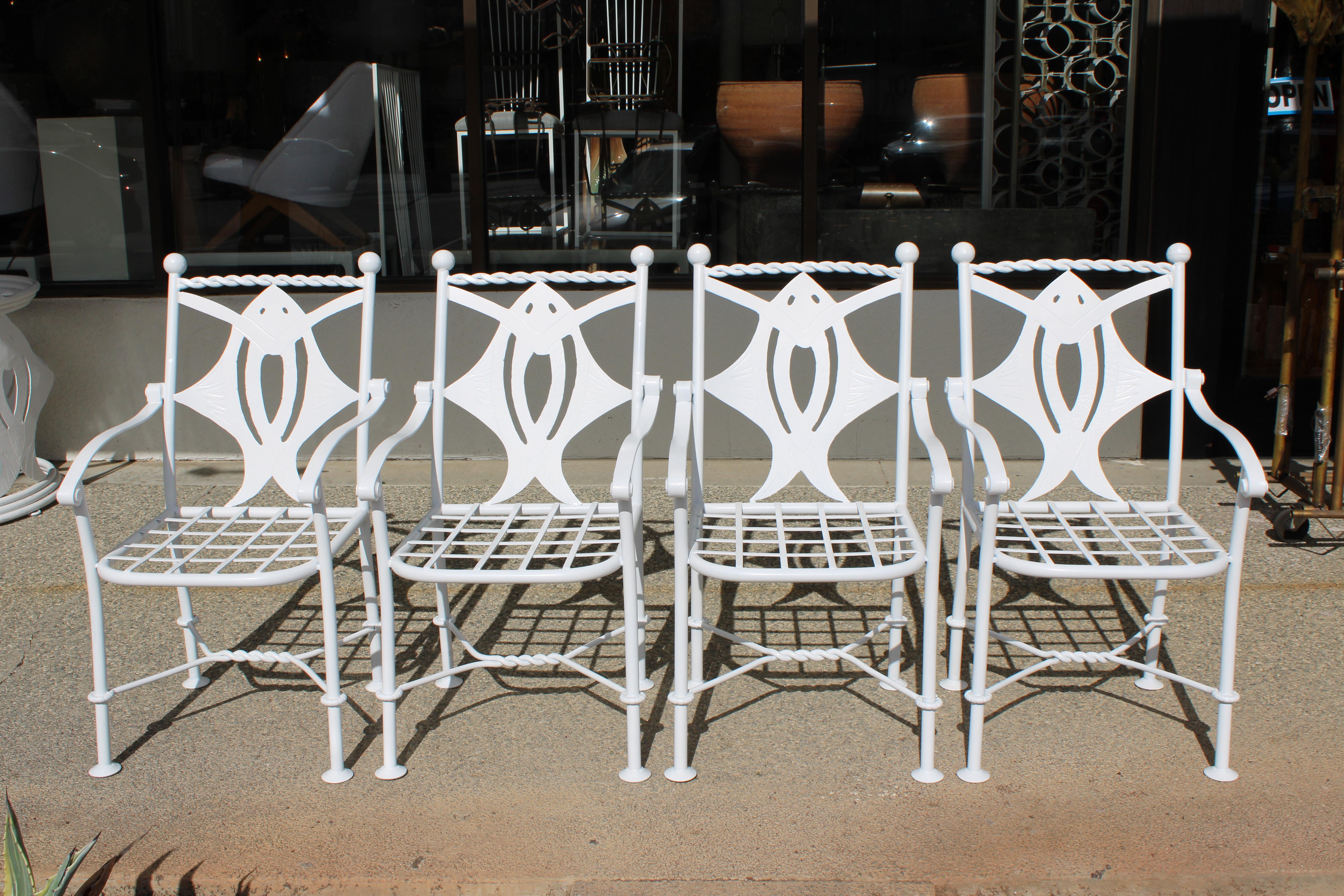 Terrassen-Set mit Rochenleder, vier Stühlen und Tisch (amerikanisch) im Angebot
