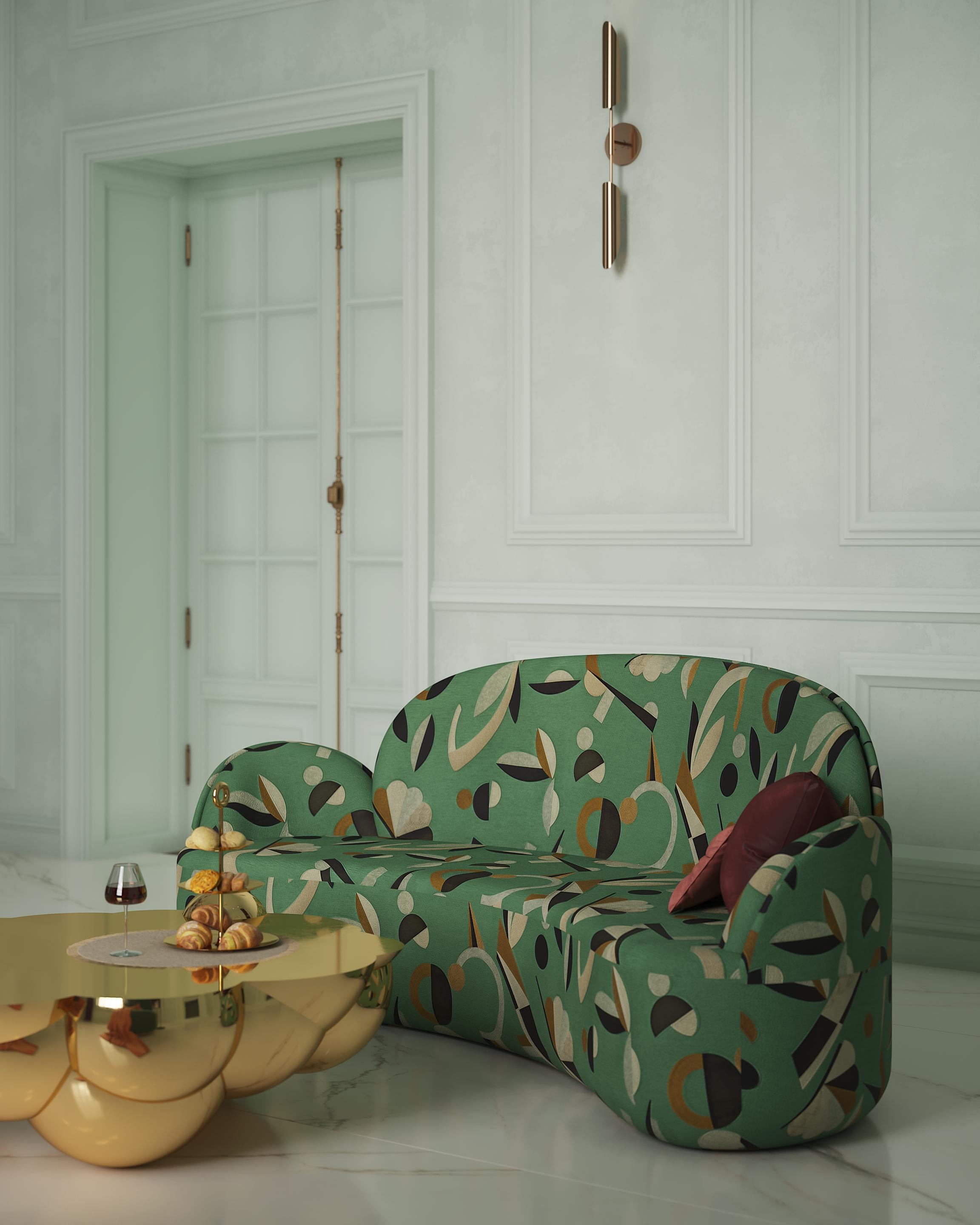 Strings 3-sitziges Sofa mit grünem Dedar-Stoff von Nika Zupanc (Samt) im Angebot
