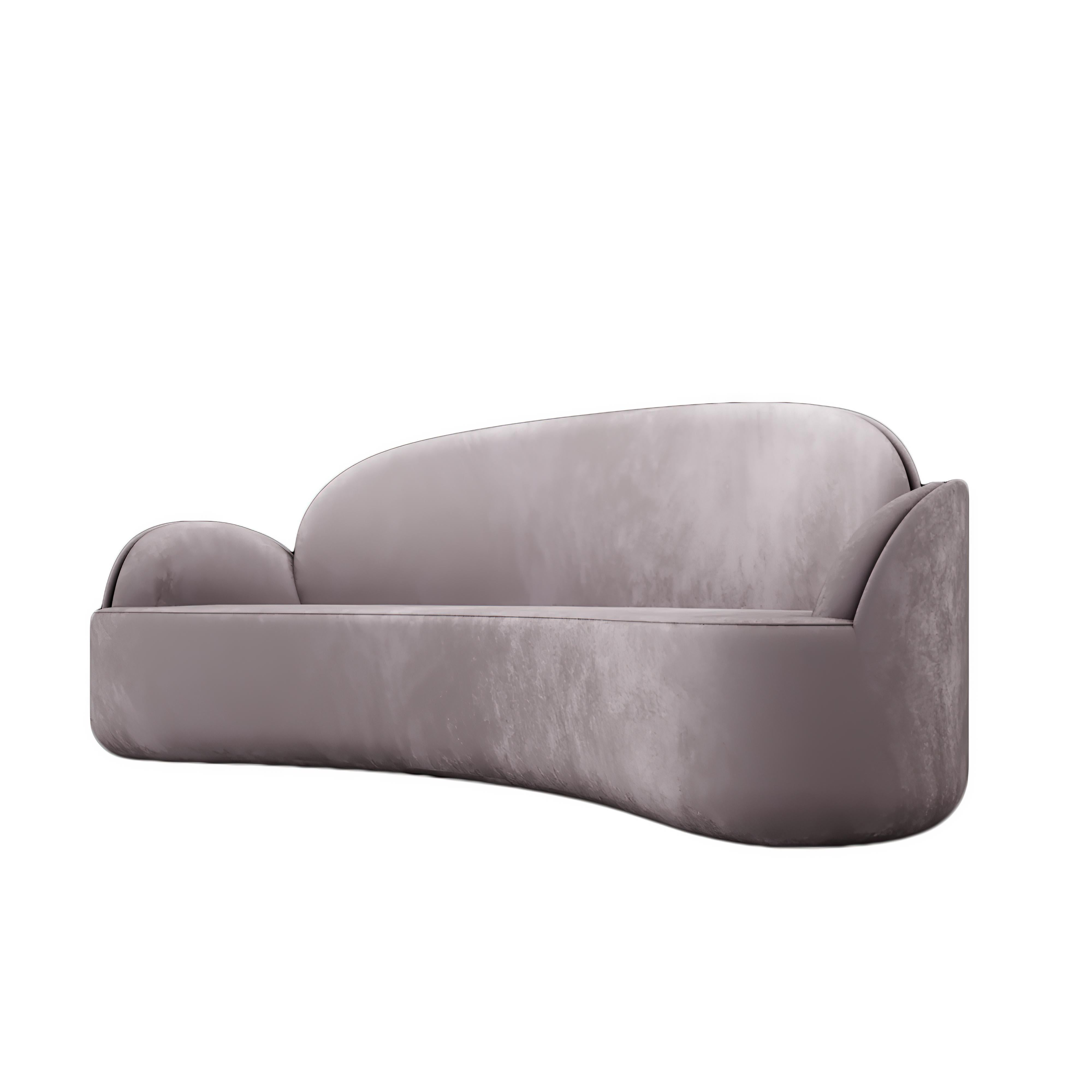 Strings 3-seat sofa with plush grey velvet by Nika Zupanc is an elegant and ergonomically perfect three-seat sofa, with gorgeous curves.

The word strings evokes a vision of lightness in our minds. Be it the strings of a musical instrument or