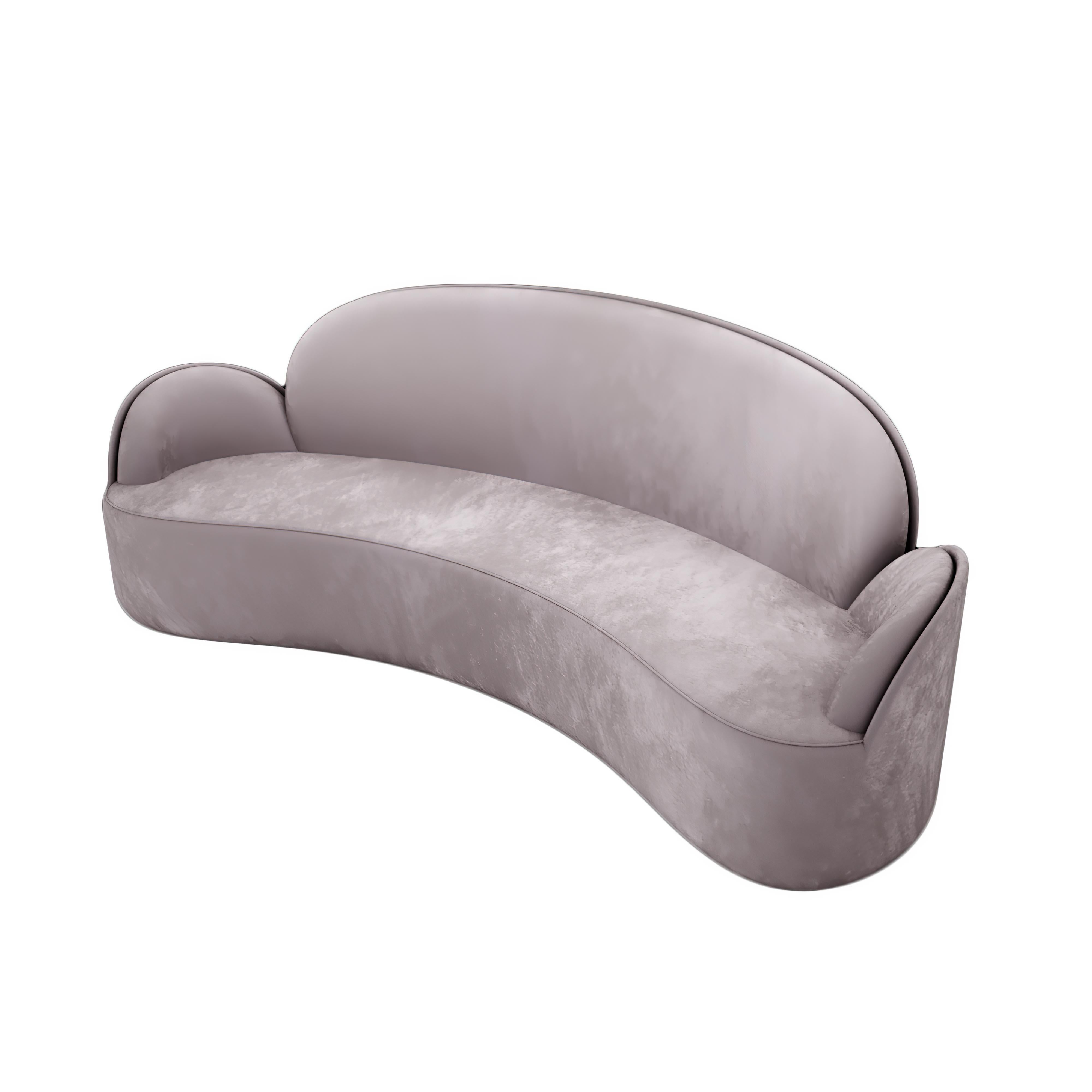 Modern Strings 3-Seat Sofa with Plush Grey Velvet by Nika Zupanc For Sale