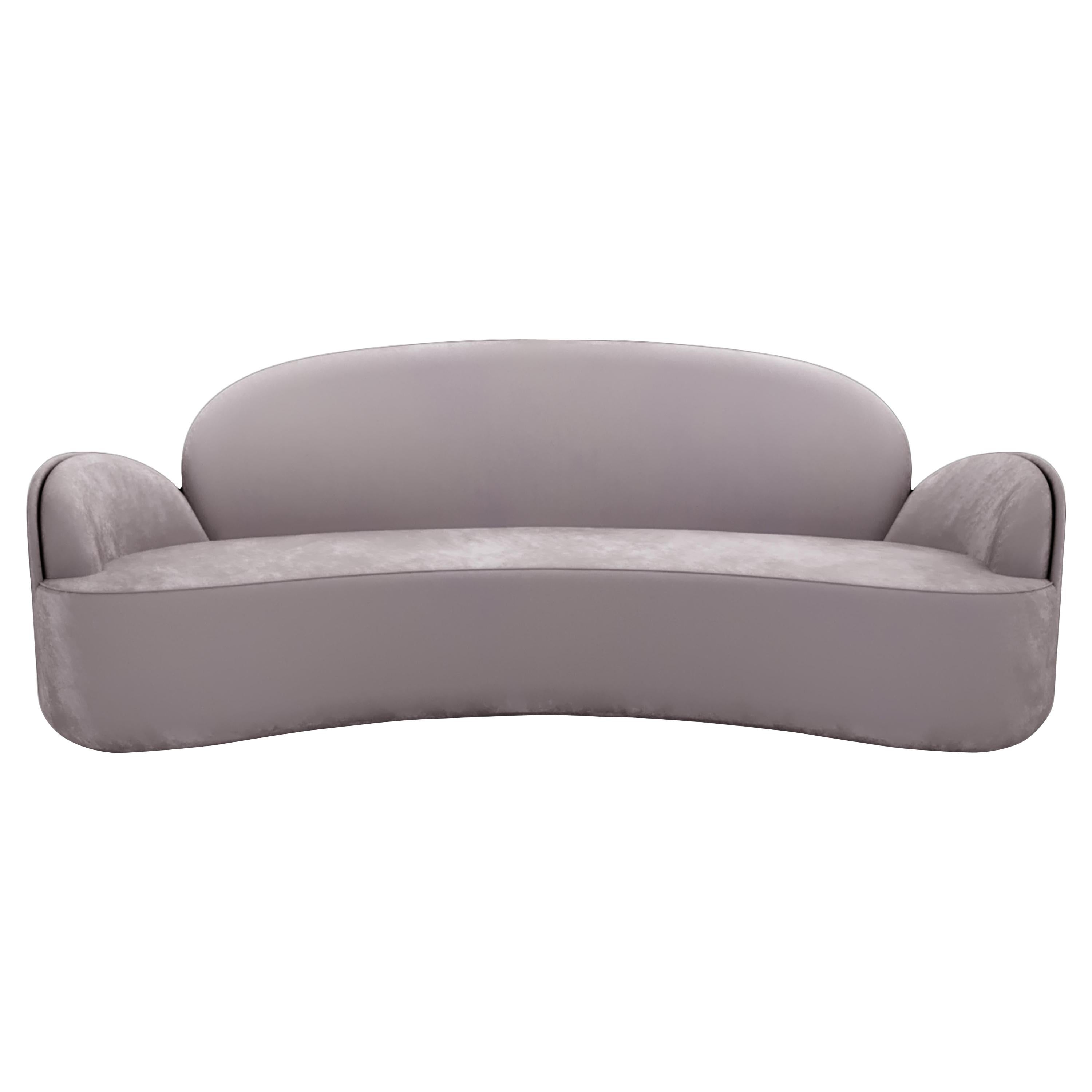 Strings 3-Seat Sofa with Plush Grey Velvet by Nika Zupanc
