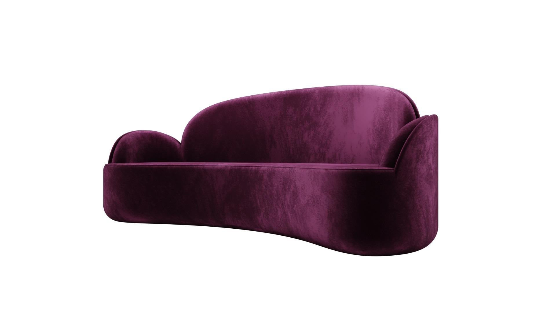 Strings 3-Sitz-Sofa mit plüschig-lila lila Samt von Nika Zupanc (Moderne) im Angebot