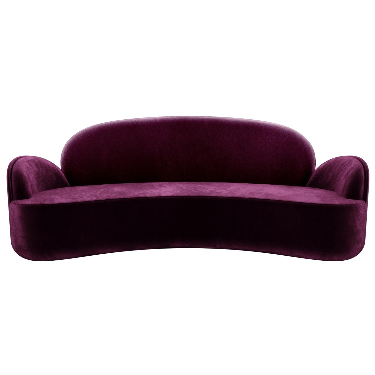 Strings 3-Seat Sofa with Plush Purple Velvet by Nika Zupanc