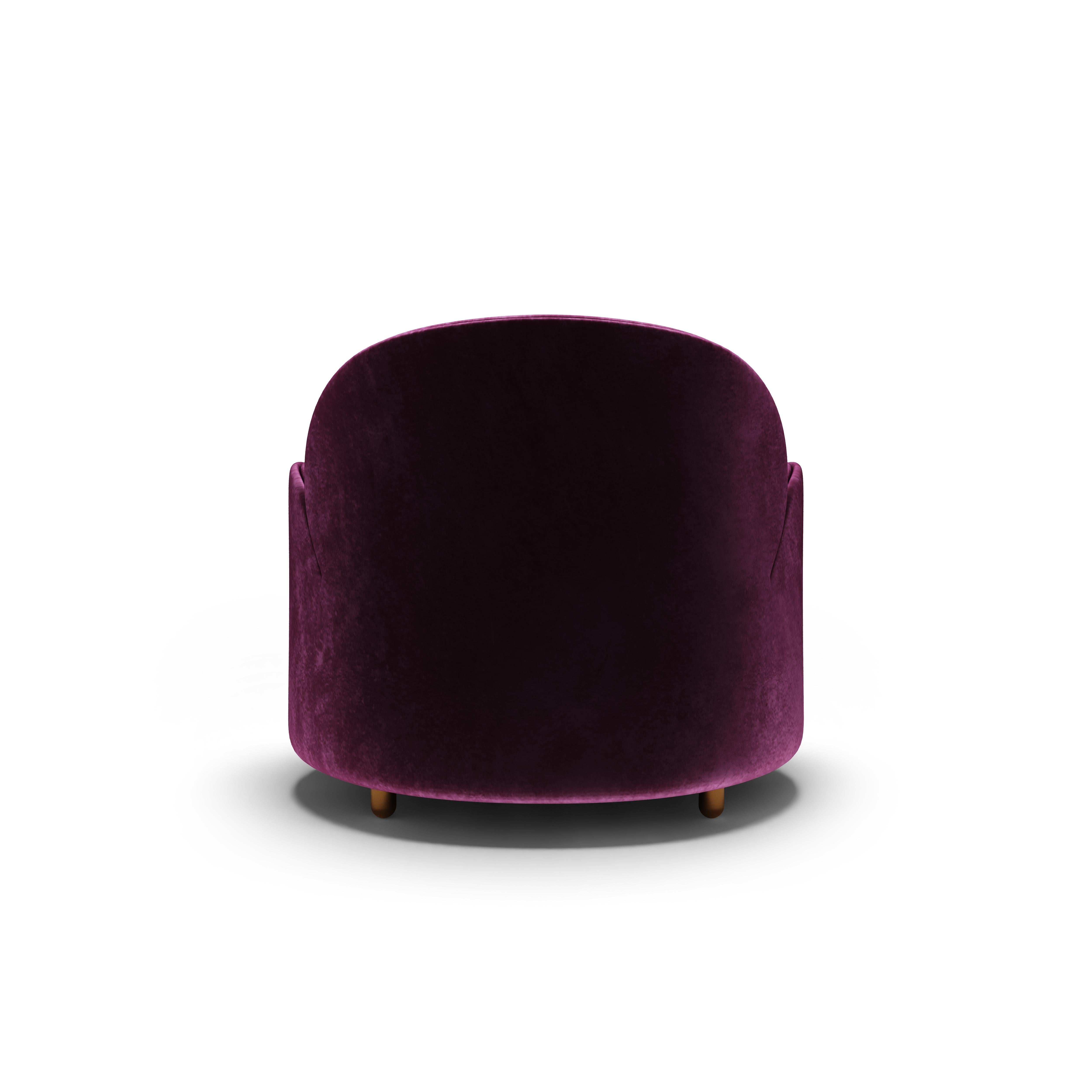 Indian Strings Armchair Plum with Plush Purple Velvet by Nika Zupanc For Sale