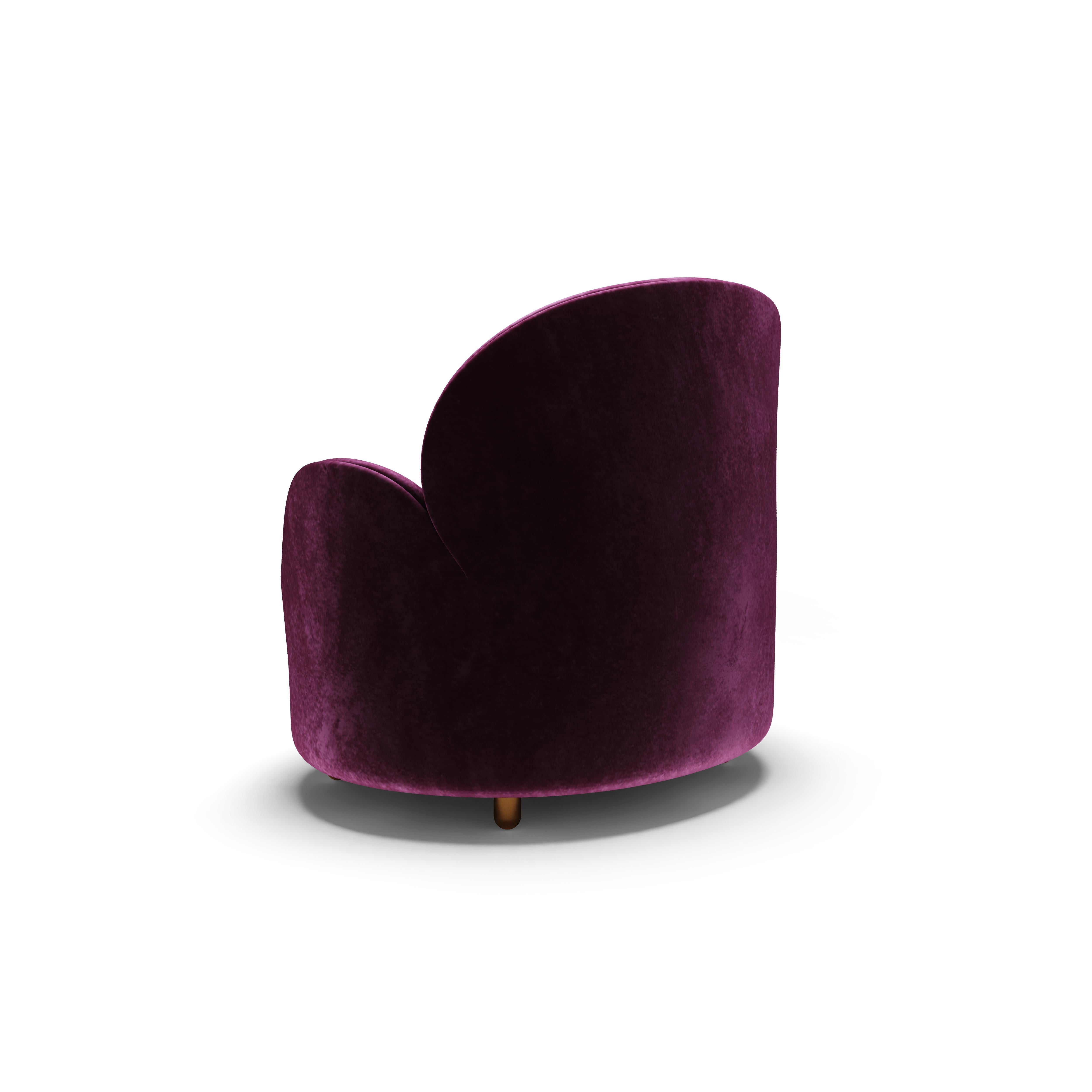 Strings Armchair Plum with Plush Purple Velvet by Nika Zupanc In New Condition For Sale In Kolkata, IN