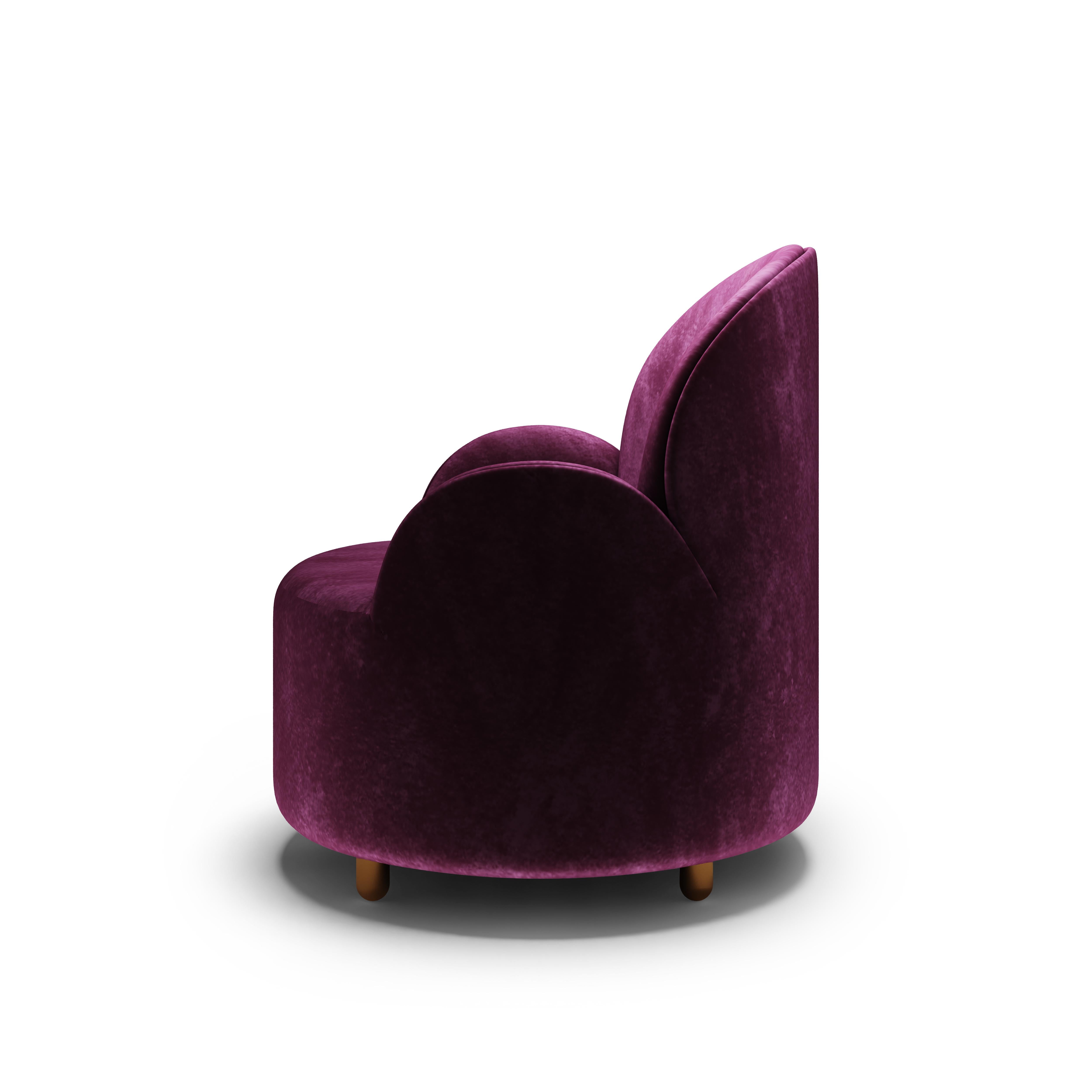 Contemporary Strings Armchair Plum with Plush Purple Velvet by Nika Zupanc For Sale