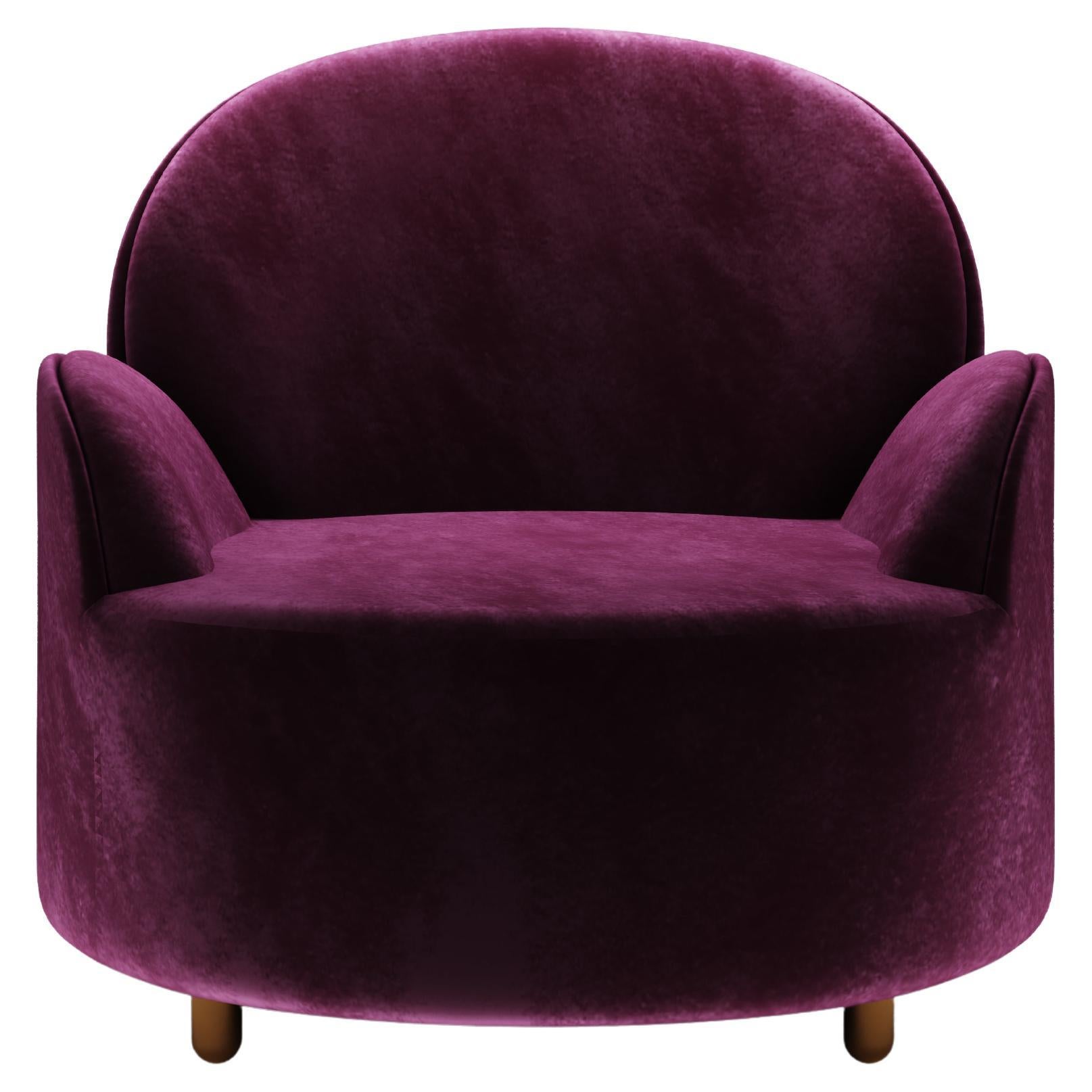 Strings Armchair Plum with Plush Purple Velvet by Nika Zupanc For Sale