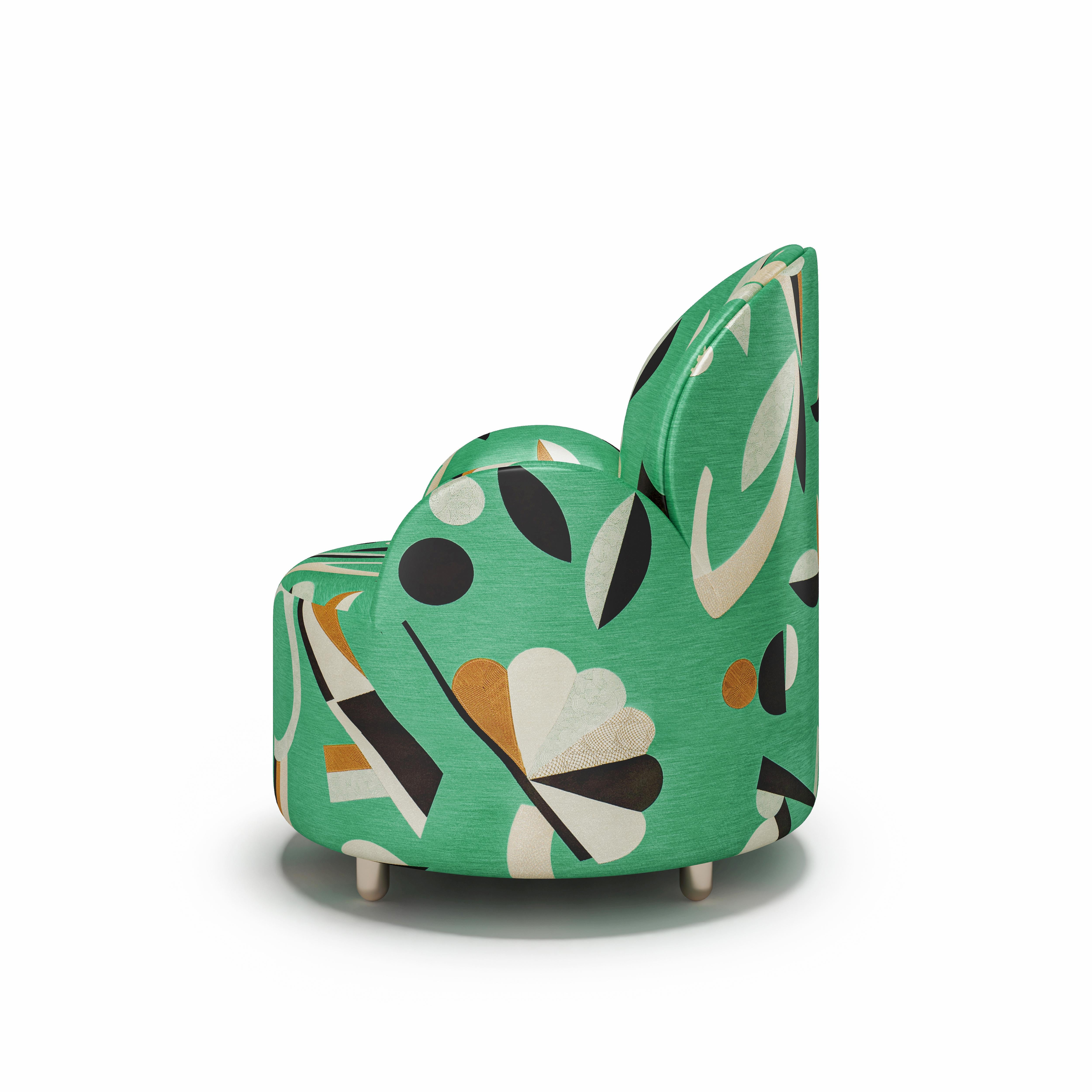 Velvet Strings Armchair with Plush Green Dedar Fabric by Nika Zupanc For Sale