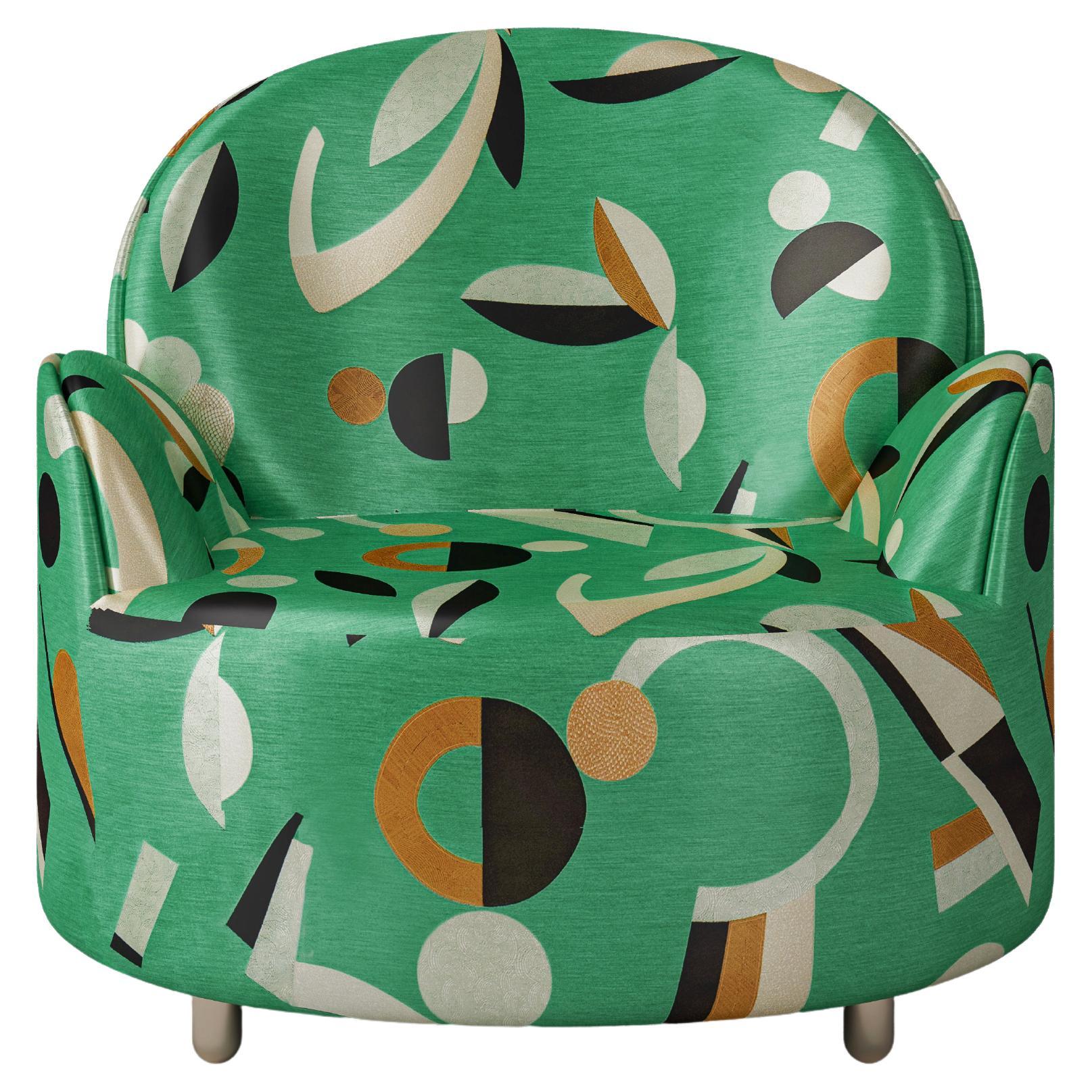 Strings Armchair with Plush Green Dedar Fabric by Nika Zupanc For Sale