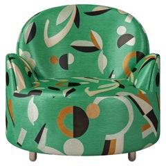 Strings Armchair with Plush Green Dedar Fabric by Nika Zupanc