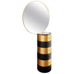 Strings Gold and Black Metal Vanity Table with Mirror by Nika Zupanc