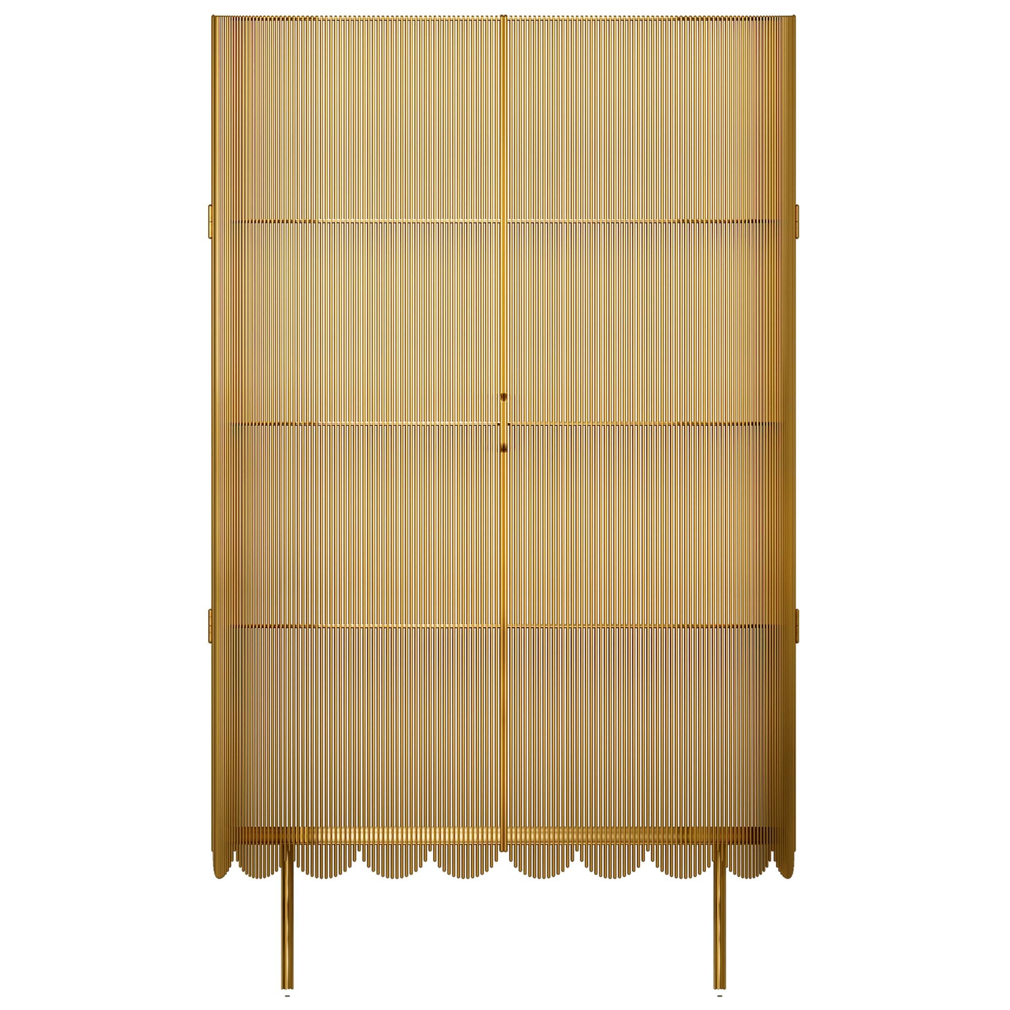 Strings Storage Cabinet Gold by Nika Zupanc For Sale