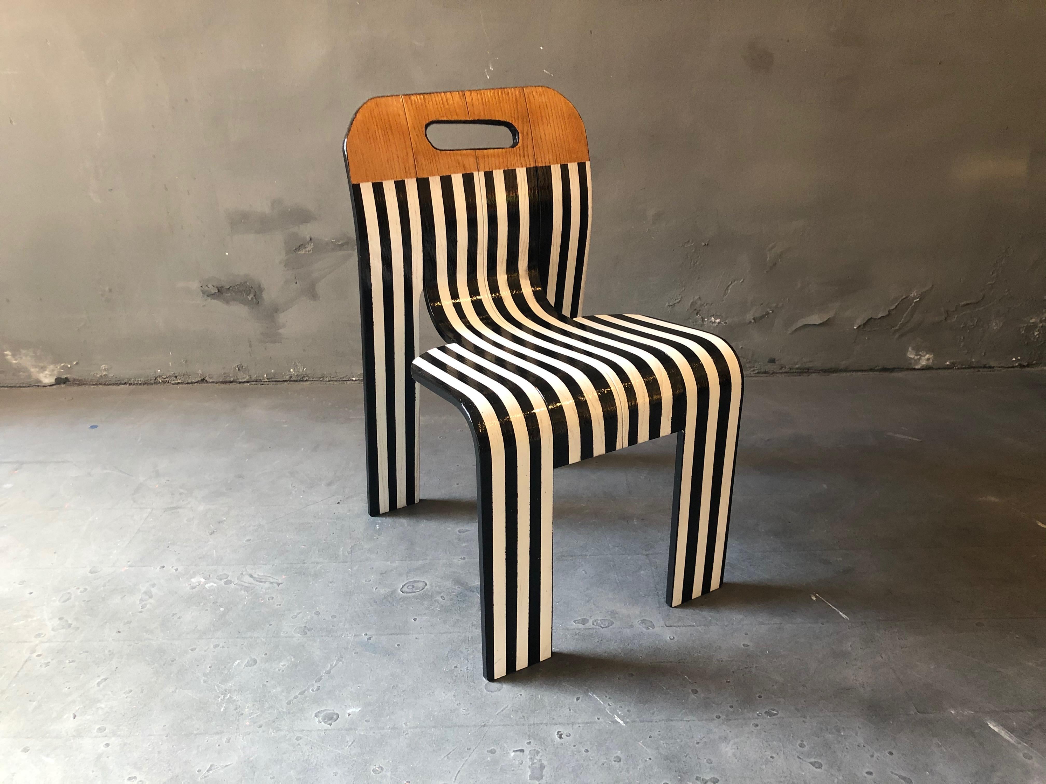 Strip Chair, Gijs Bakker for Castelijn, contemporized in B & W by Atelier Staab For Sale 7