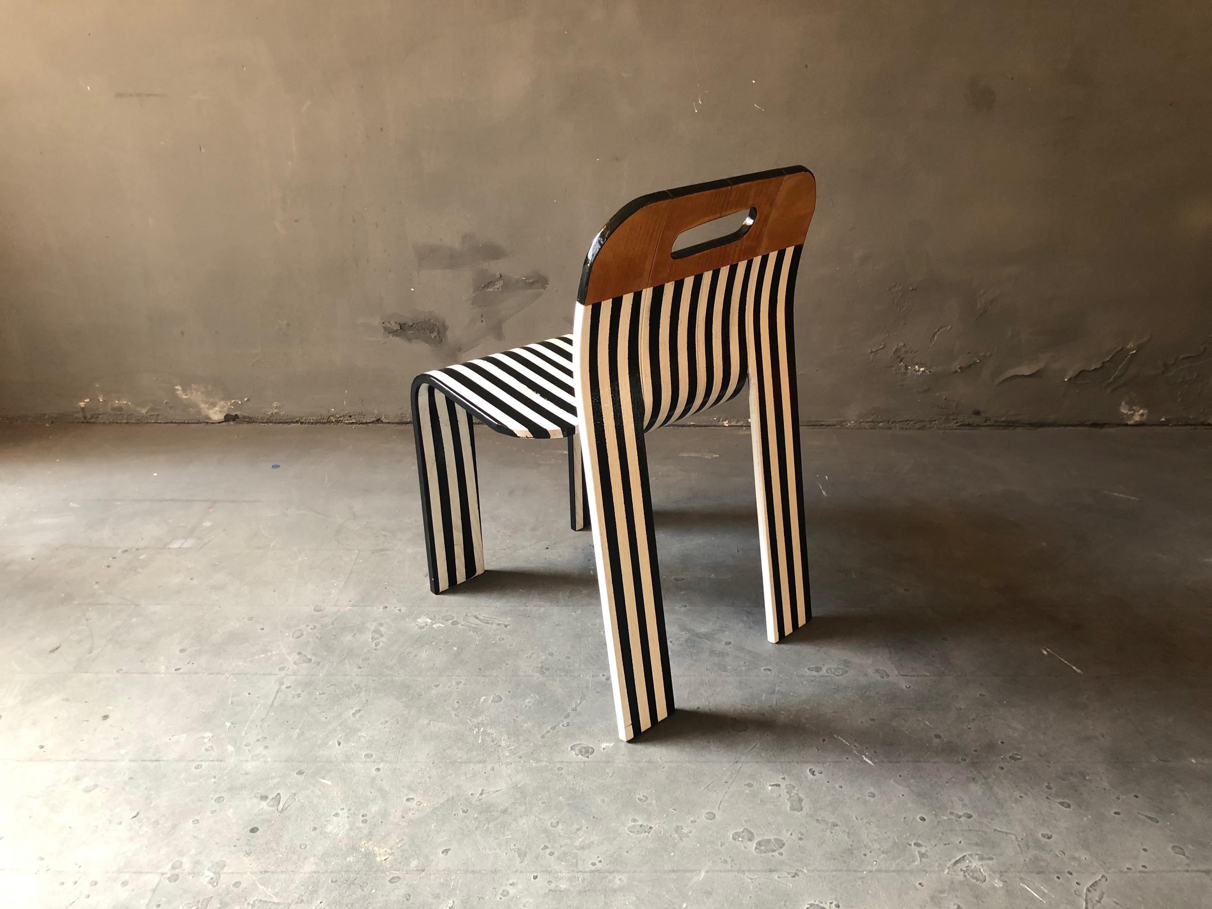 Strip Chair, Gijs Bakker for Castelijn, contemporized in B & W by Atelier Staab For Sale 8