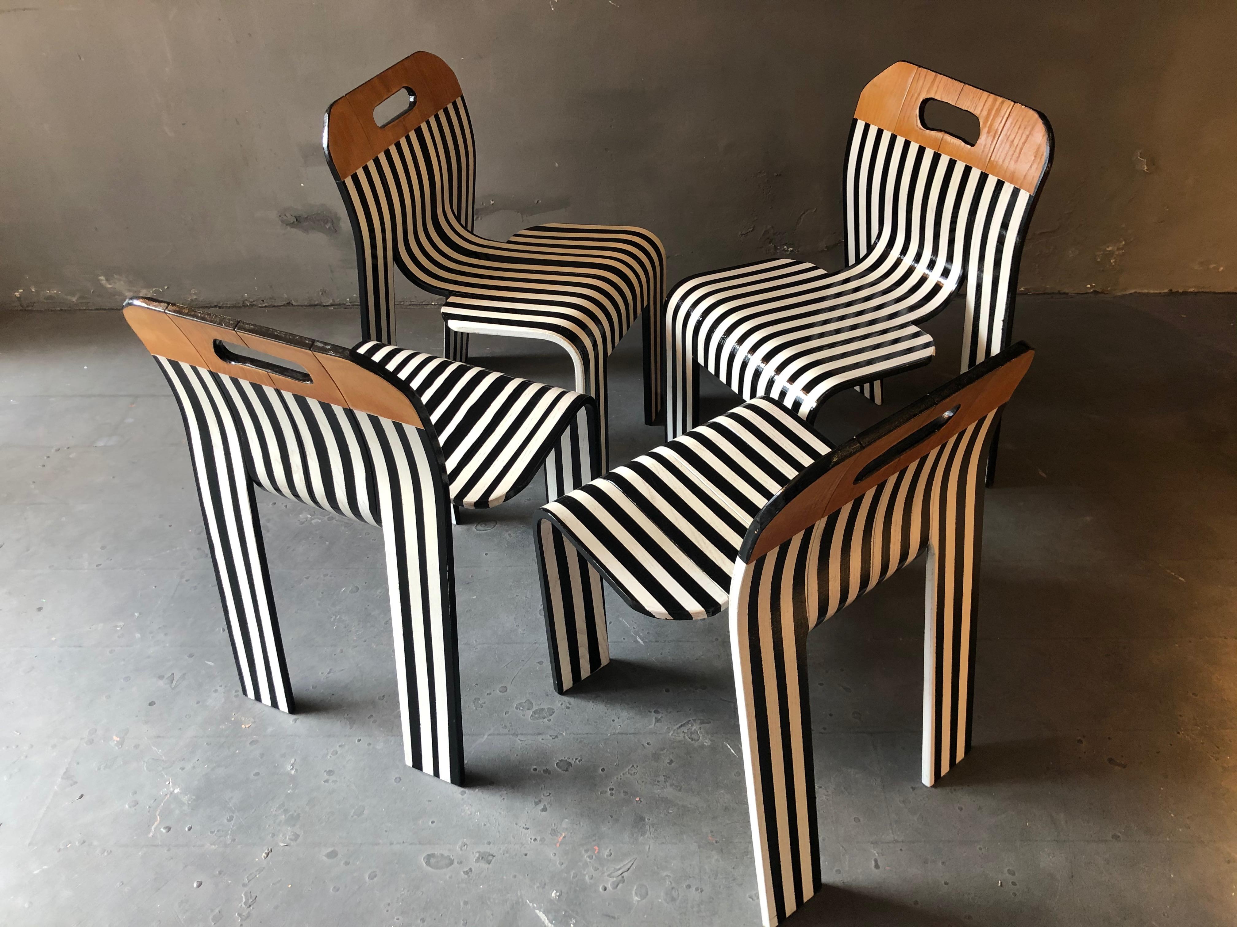 Brutalist Strip Chair, Gijs Bakker for Castelijn, contemporized in B & W by Atelier Staab For Sale