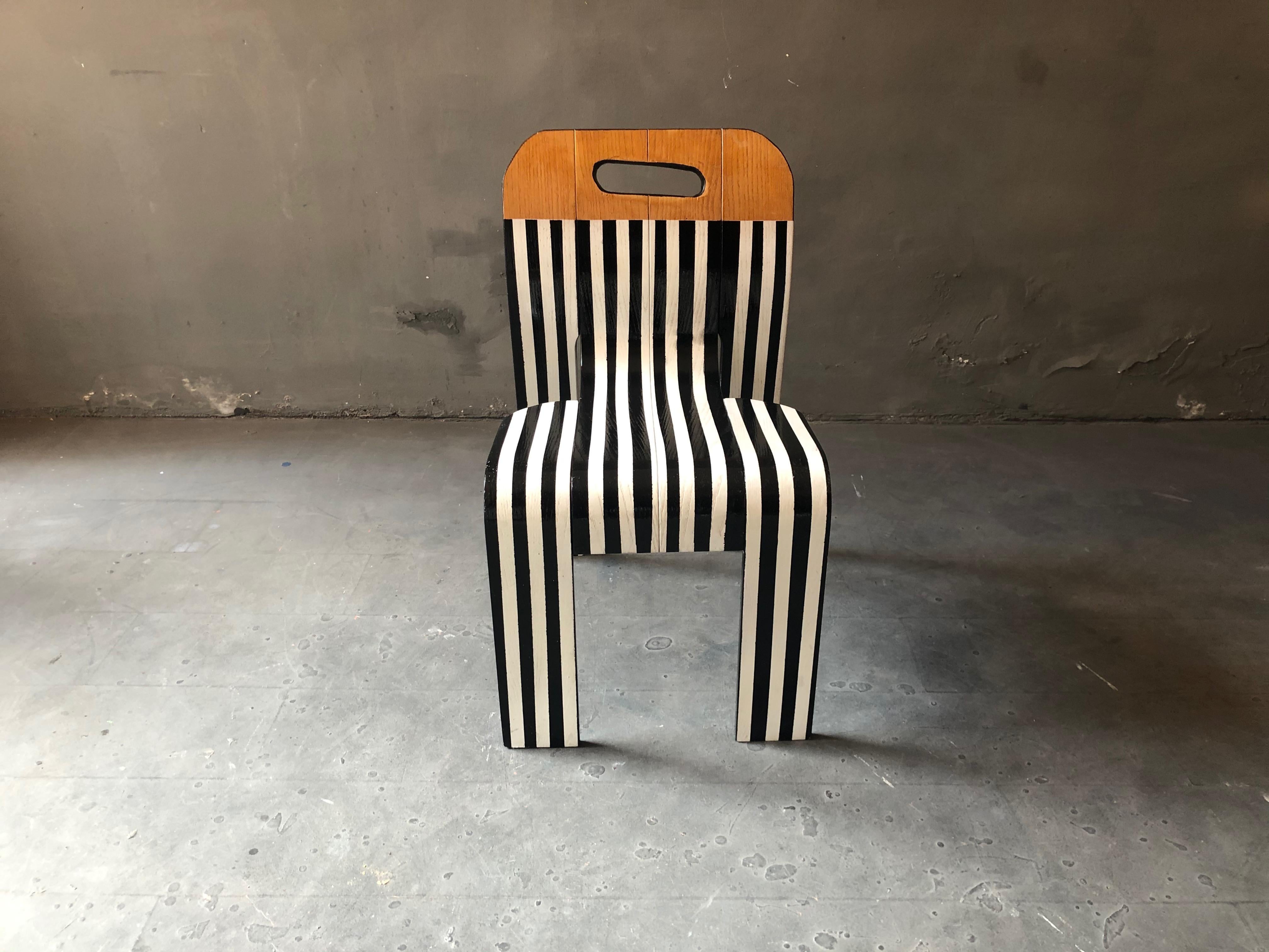 Dutch Strip Chair, Gijs Bakker for Castelijn, contemporized in B & W by Atelier Staab For Sale