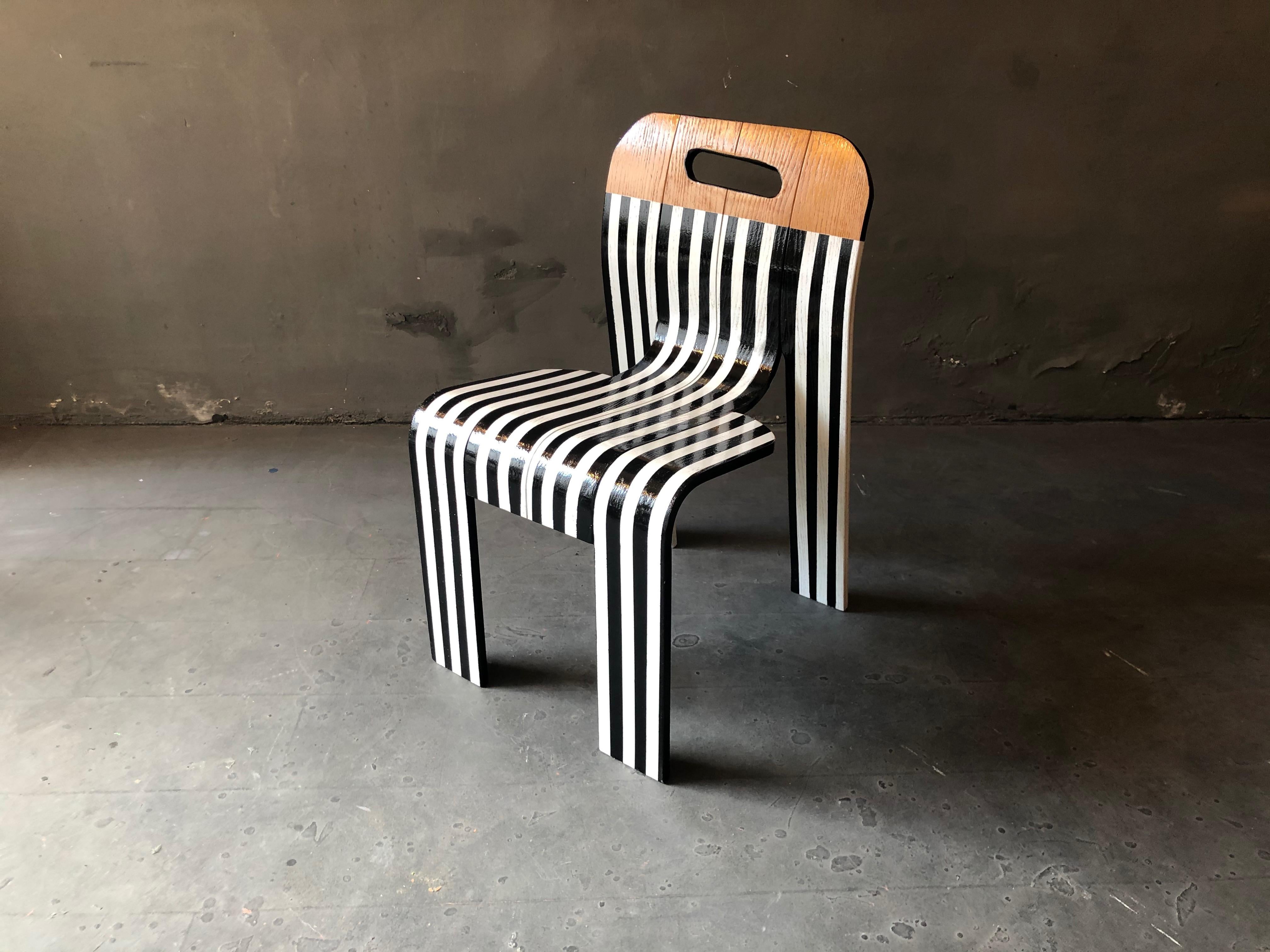 Strip Chair, Gijs Bakker for Castelijn, contemporized in B & W by Atelier Staab In Good Condition For Sale In Frankfurt, DE