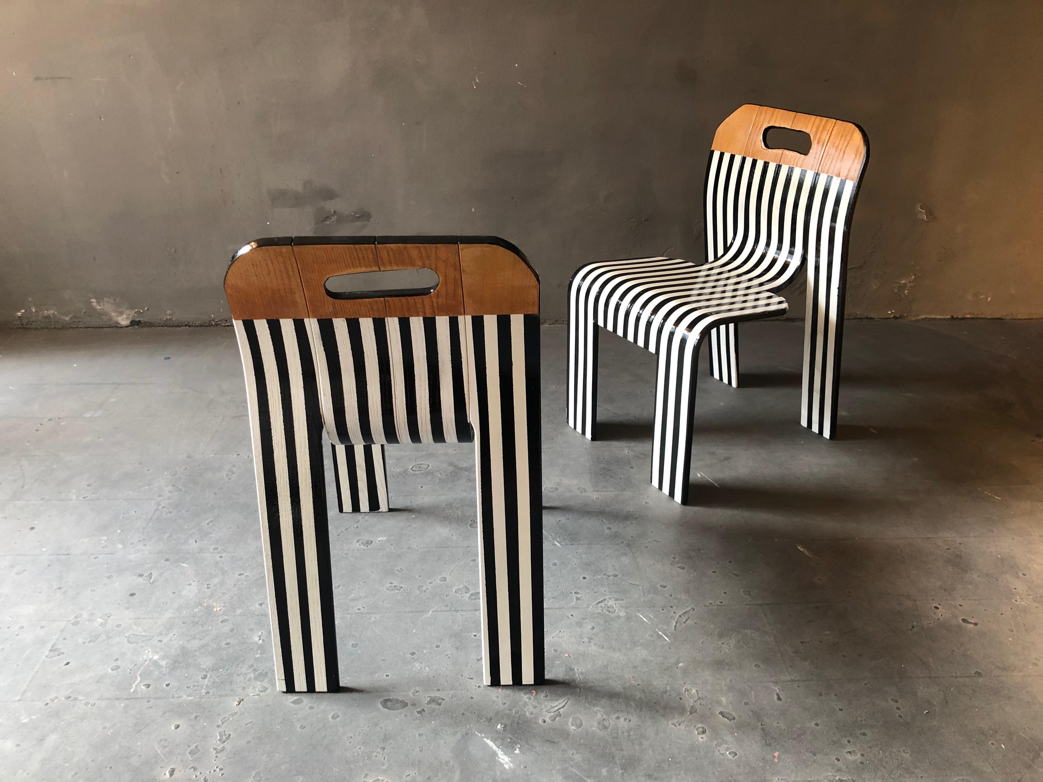 Late 20th Century Strip Chair, Gijs Bakker for Castelijn, contemporized in B & W by Atelier Staab For Sale
