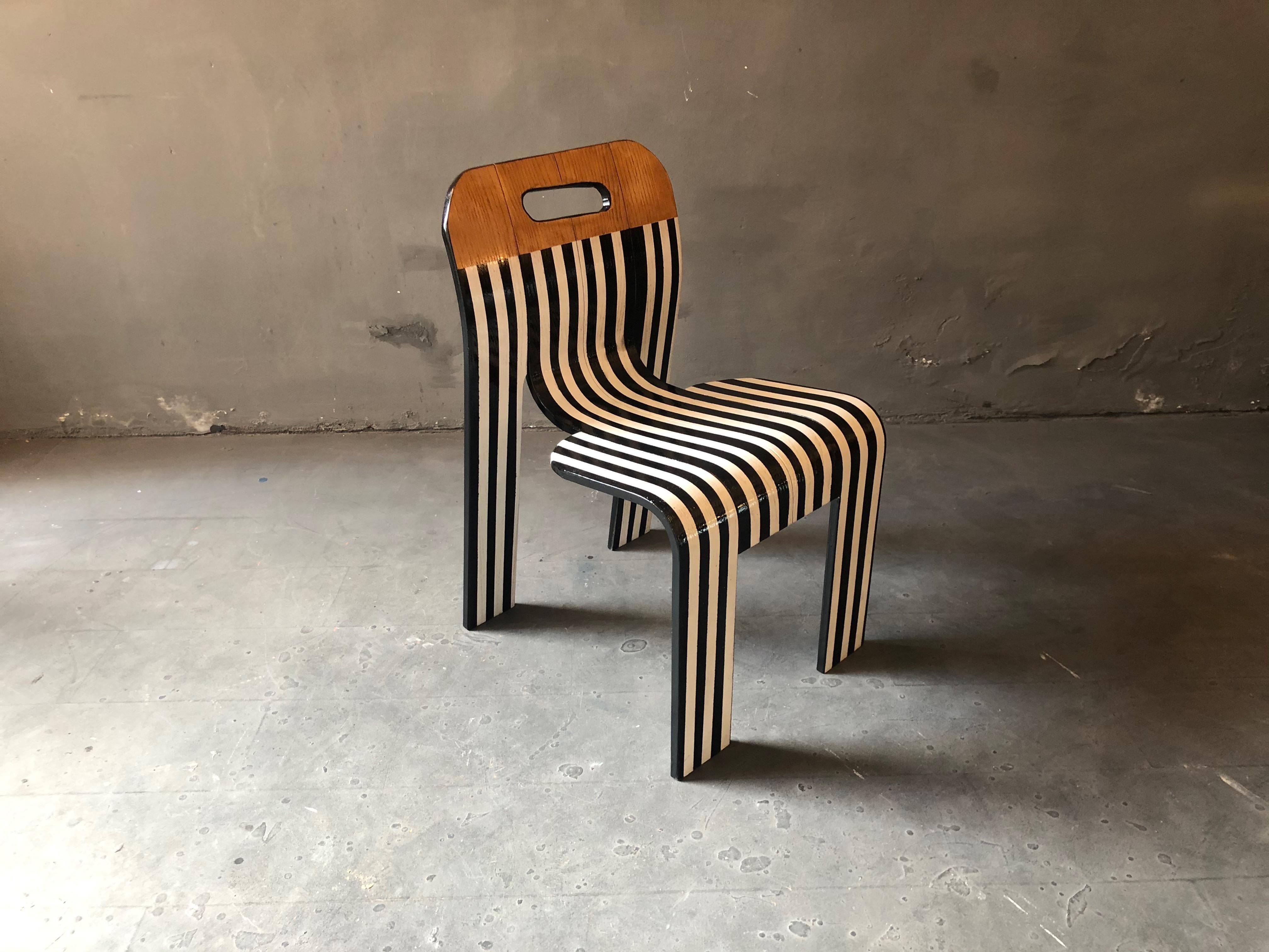 Strip Chair, Gijs Bakker for Castelijn, contemporized in B & W by Atelier Staab For Sale 1