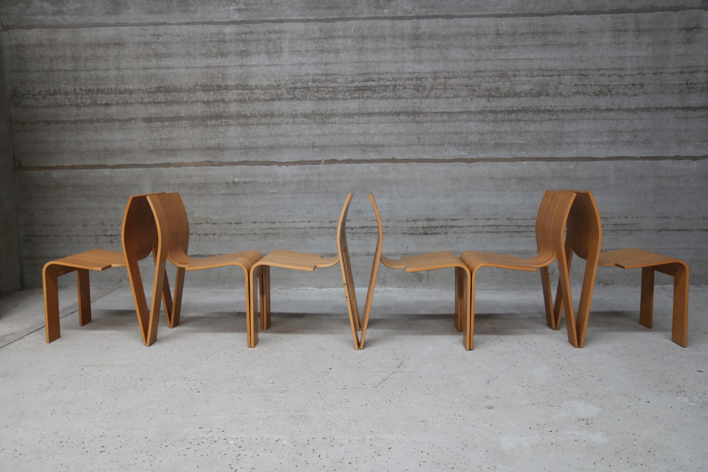 Strip Chair Set of 6 by Gijs Bakker In Excellent Condition In Ostend, BE