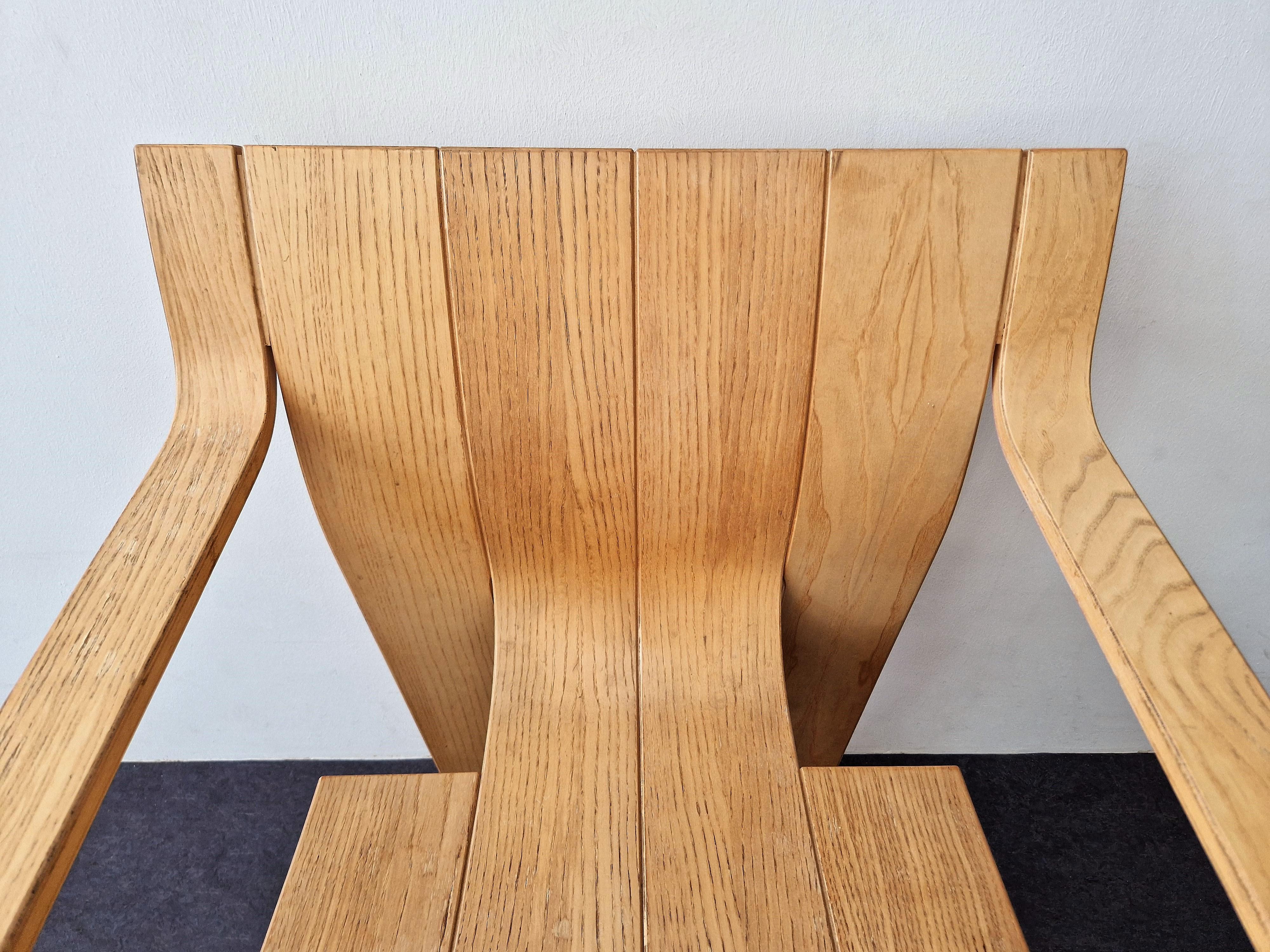 Dutch Strip Chair with Armrests by Gijs Bakker for Castelijn, the Netherlands, 1970s For Sale