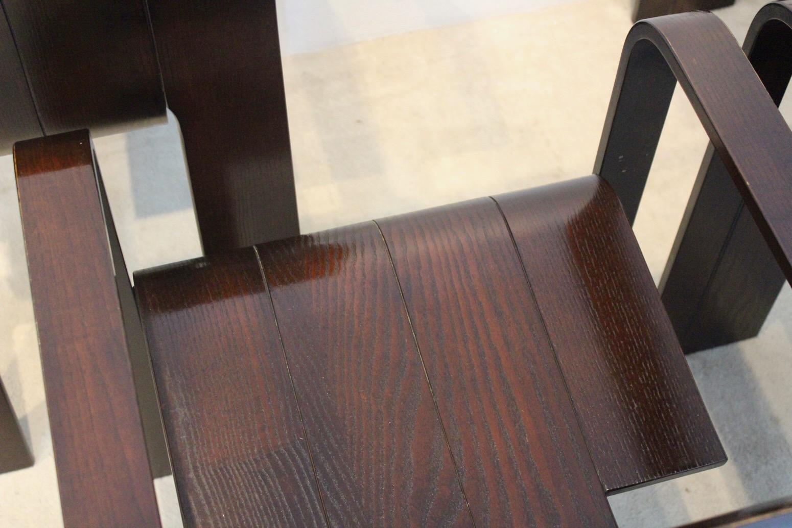‘Strip’ Chairs with Armrests in Dark-Brown Ashwood by Gijs Bakker for Castelijn For Sale 3