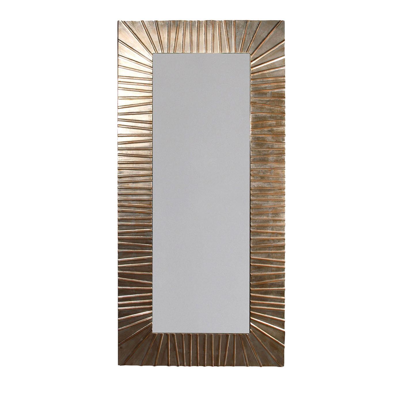 Specchio da parete Strip Large Rectangular Grooved Silver-Leaf in legno di Spini Firenze In condizioni Nuovo in vendita a Milan, IT