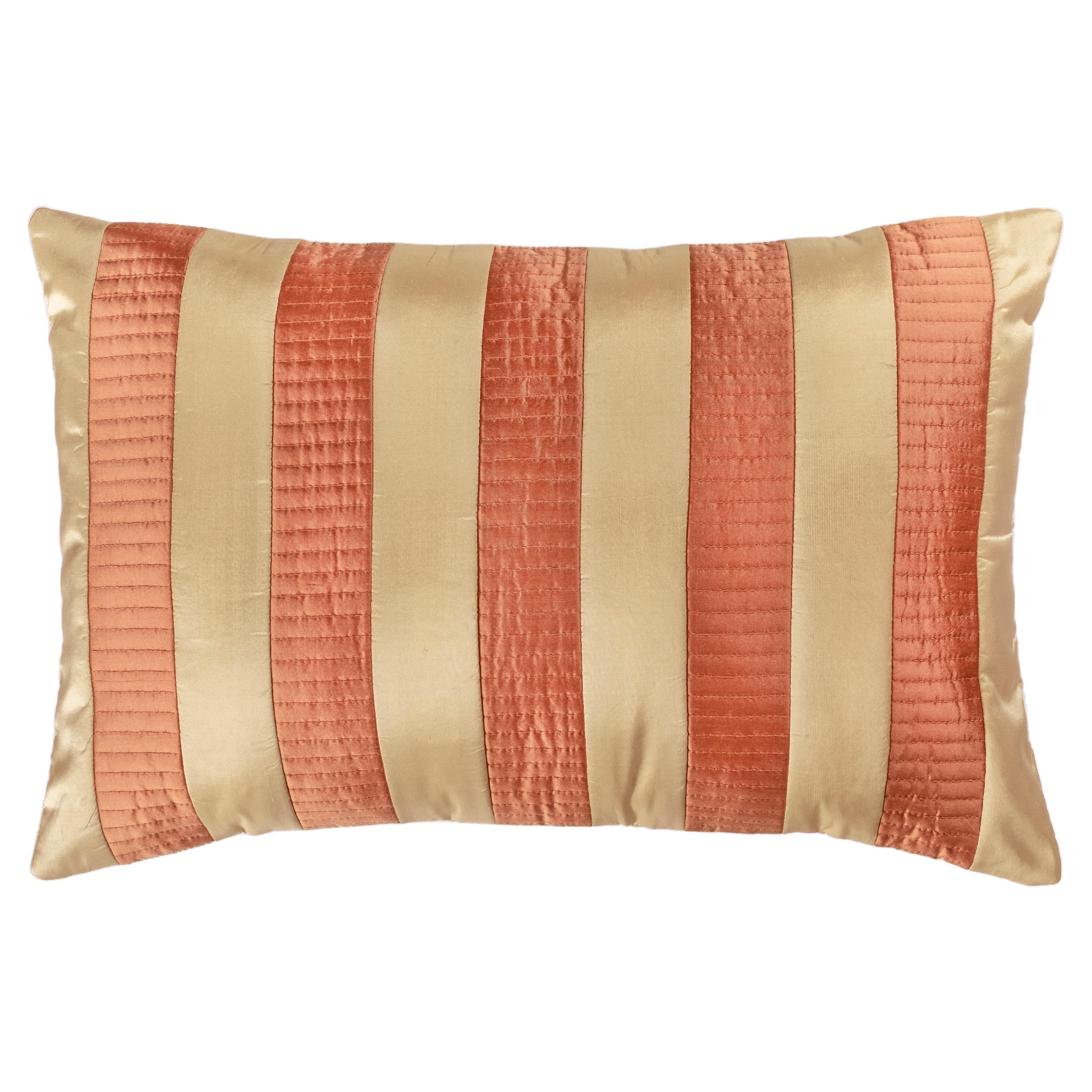 STRIPE Stripe Beige by David/Nicolas, Handcrafted Silk Cushion For Sale