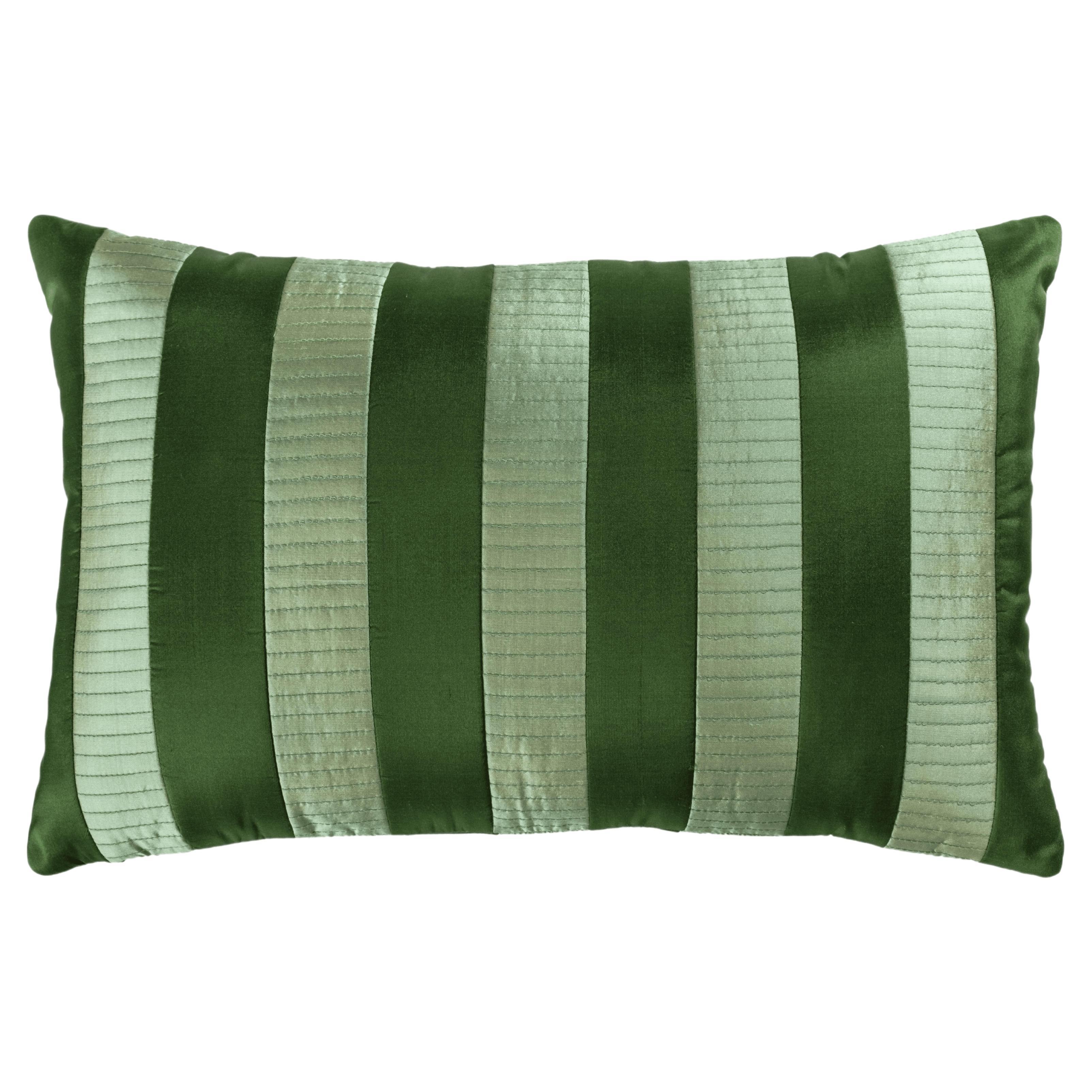 STRIPE Stripe Forest by David/Nicolas, Handcrafted Silk Cushion For Sale