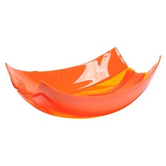 Stripe Large Resin Basket in Clear Orange and Matt Orange by Enzo Mari