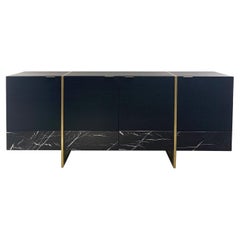 Stripe, Marble, Wood, Brass, Sideboard, Cabinet, Modern, 21st Century, Bespoke