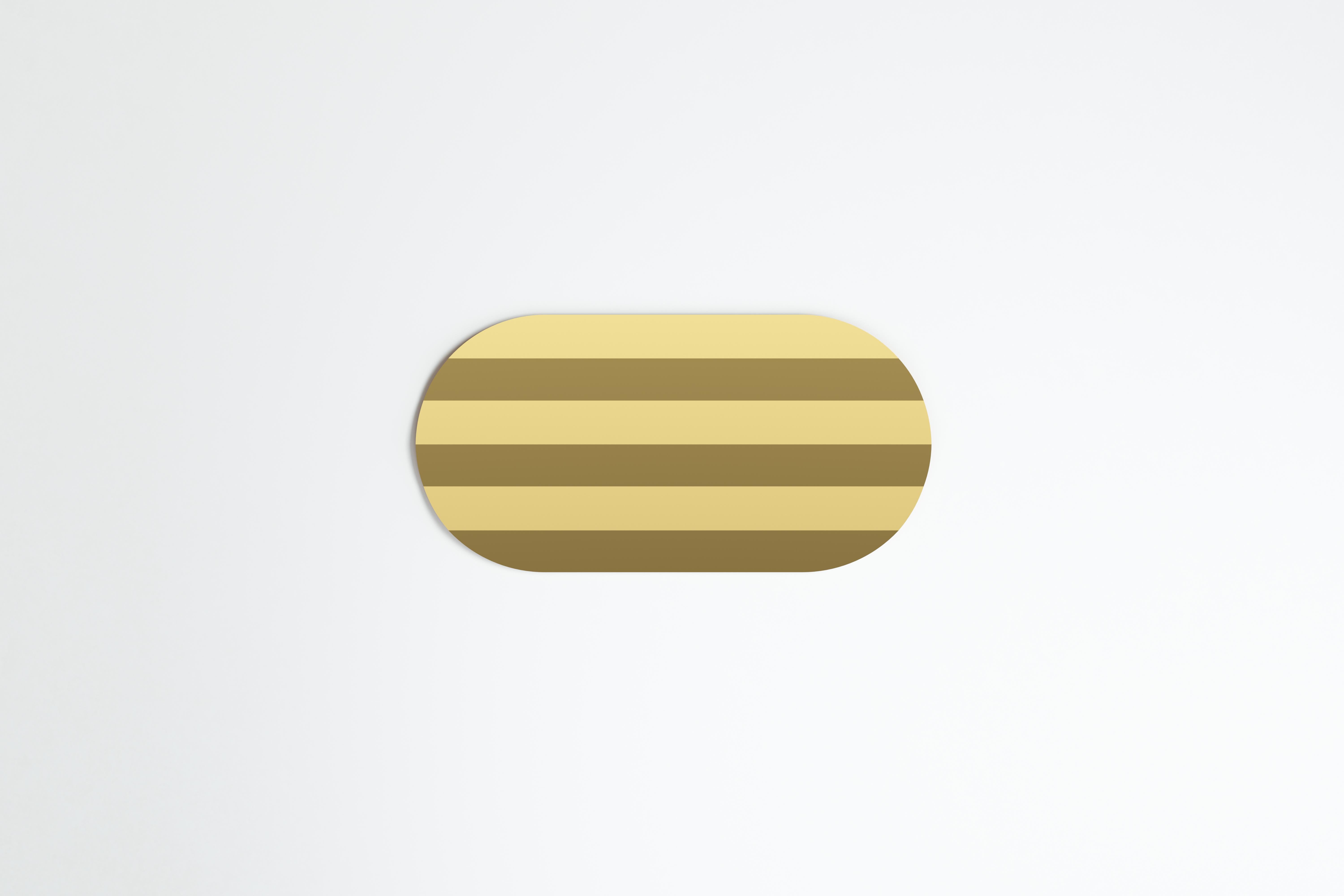 Stripe oblong 120 mirror by Sebastian Scherer
Dimensions: D60 x H120 cm
Materials: Stainless steel, wood board (bracket).
Weight: 7.3 kg.
Also Available: Colours: Mirror Silver (stainless steel), mirror gold (brass coated stainless steel /