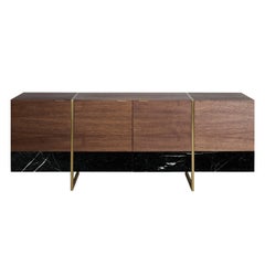 Stripe, Marble, Wood, Brass, Sideboard, Cabinet, Modern, 21 Century, Bespoke