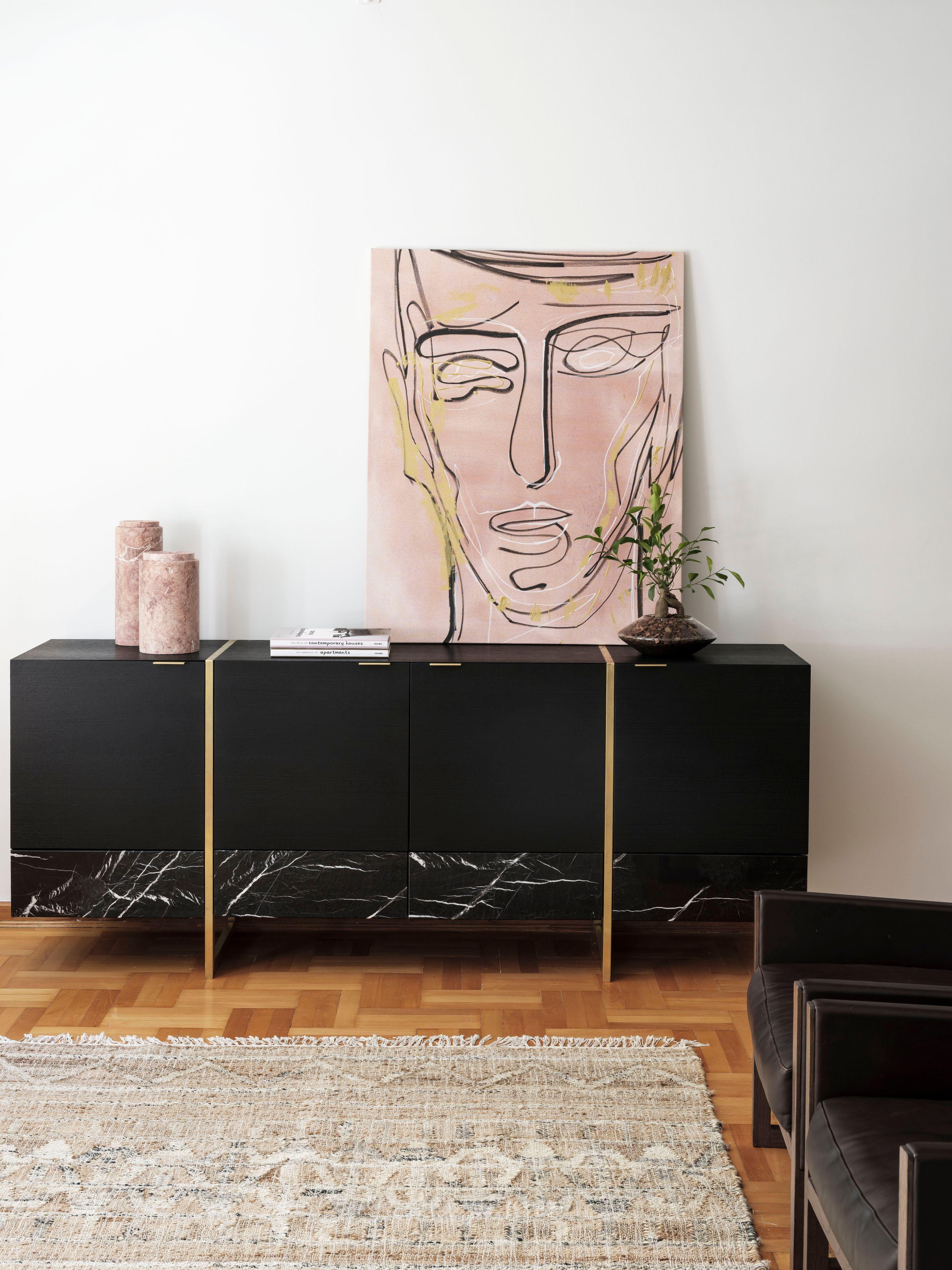 Travail du bois Buffet à rayures pour Marbleous by Buket Hoşcan Bazman en vente