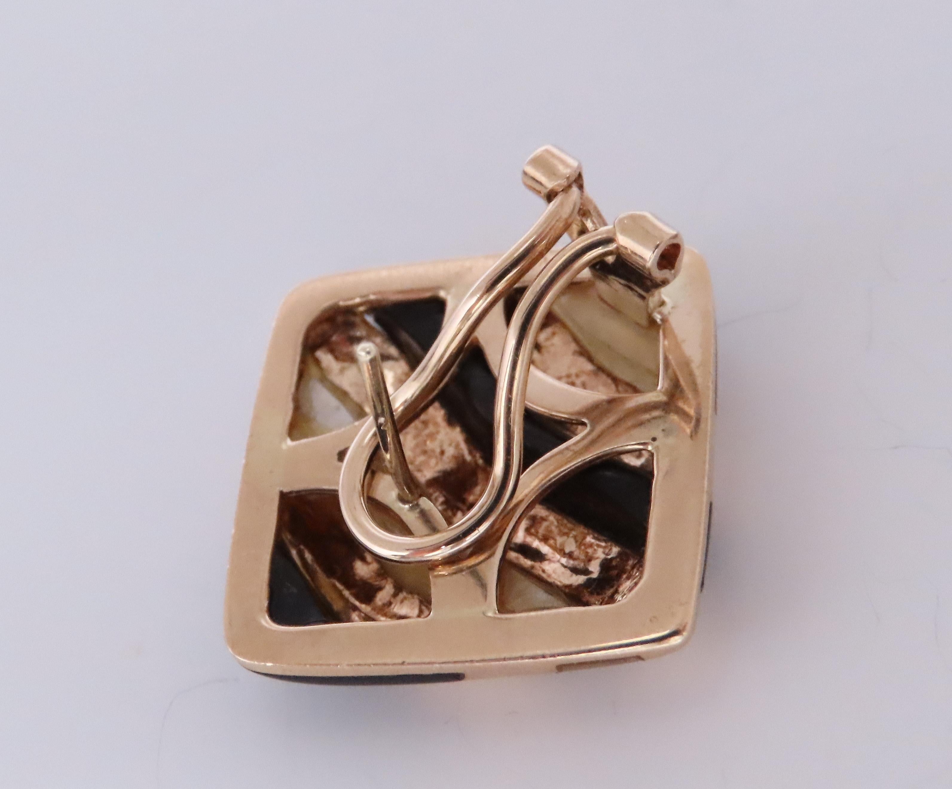 Contemporaneo Orecchini a clip con motivo a strisce Zebra 14kt Onyx 12524 in vendita