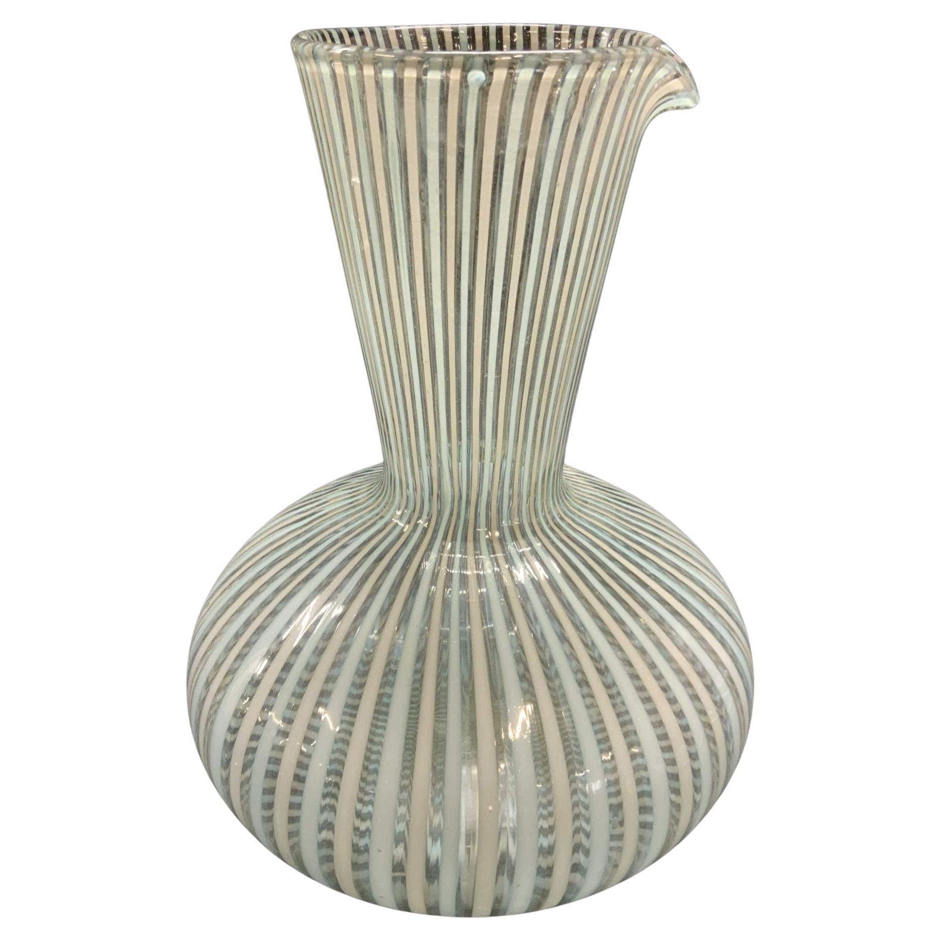 Striped ‘A Canne’ Glass Carafe by Gio Ponti for Venini