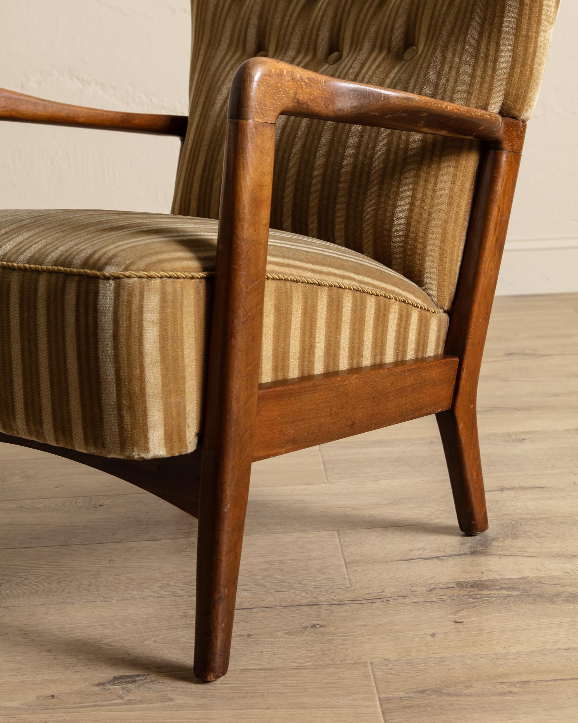 Chaise longue en mohair ambré rayé par Søren Hansen, Danemark, années 1950 en vente 2