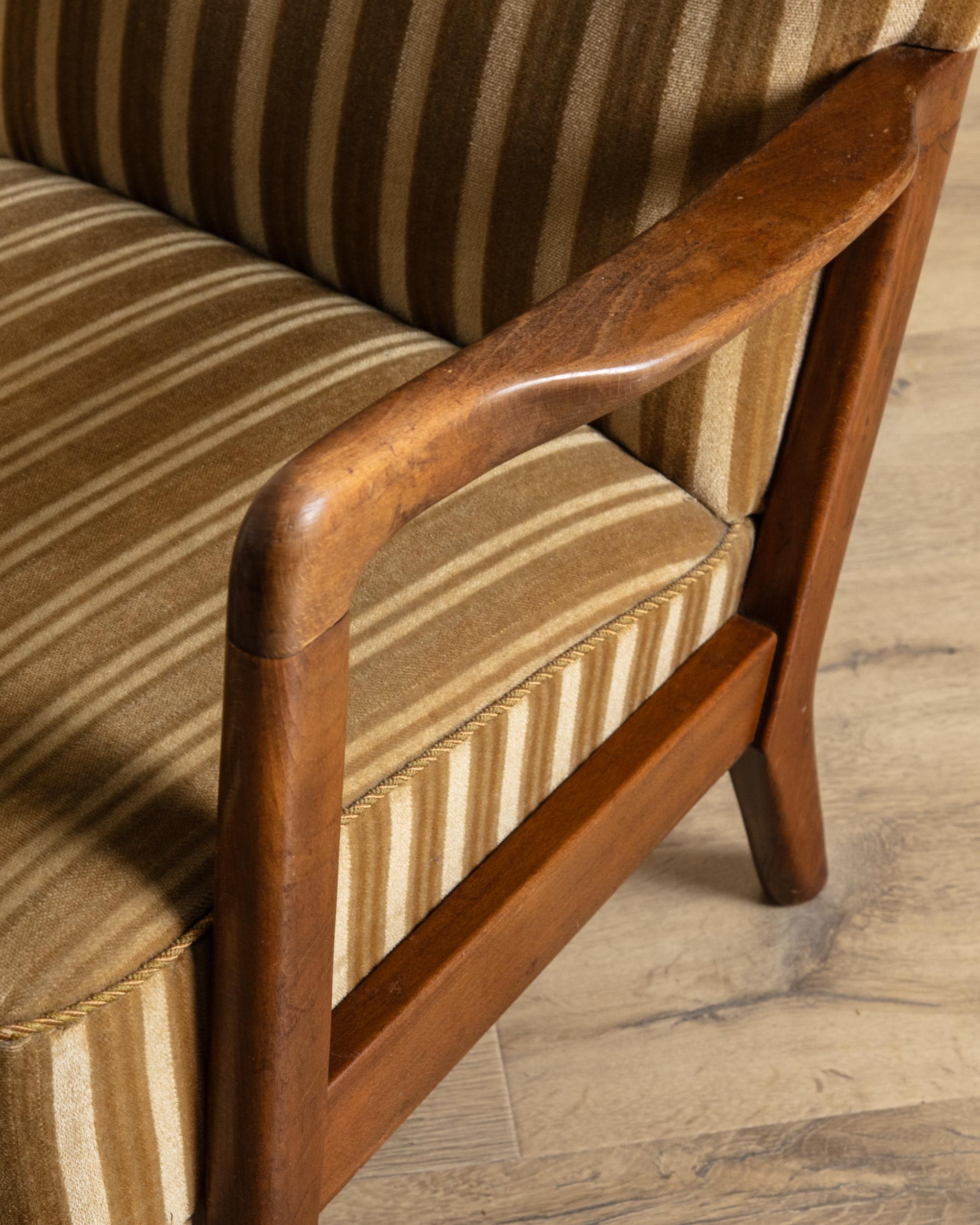 Chaise longue en mohair ambré rayé par Søren Hansen, Danemark, années 1950 en vente 3