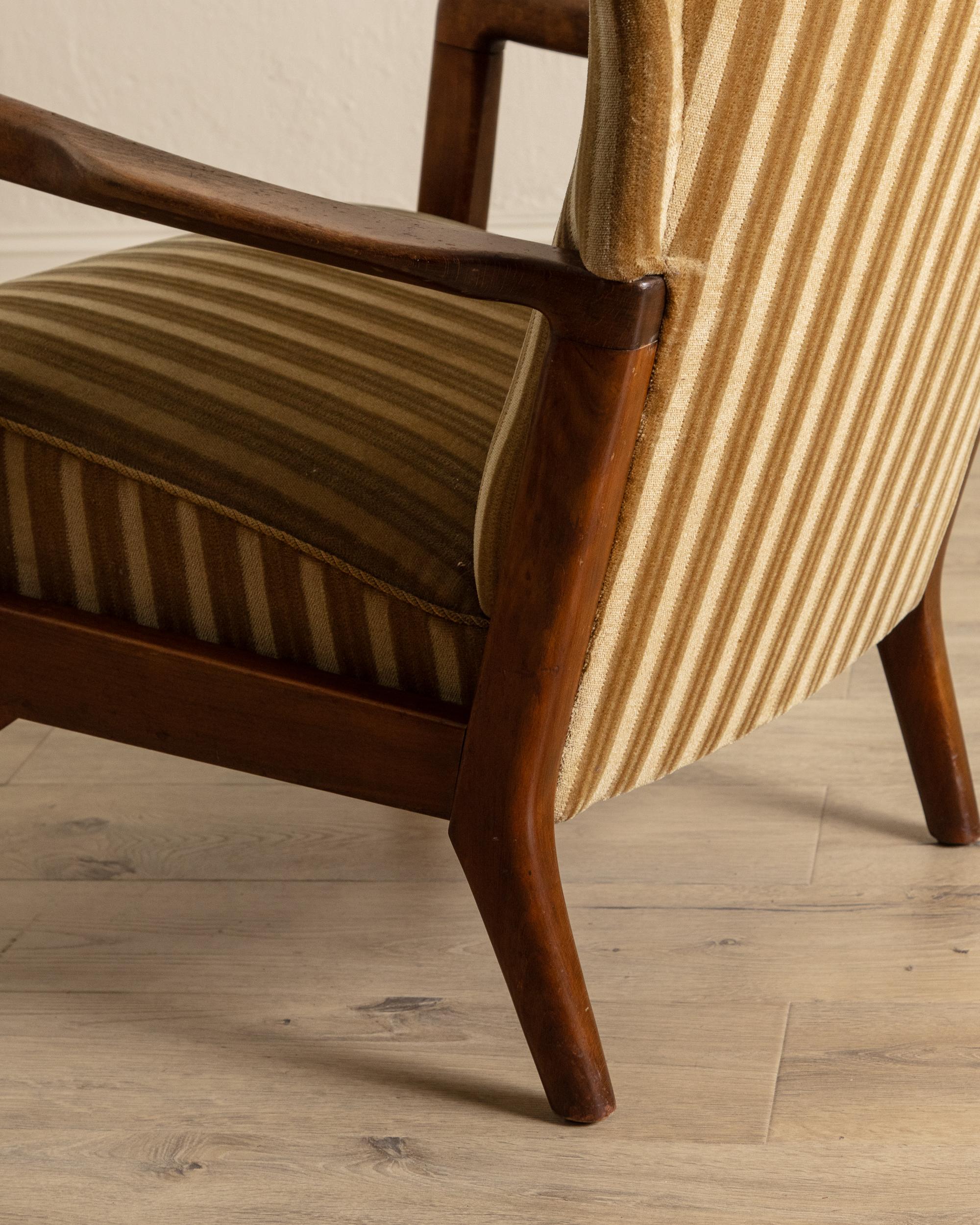 Chaise longue en mohair ambré rayé par Søren Hansen, Danemark, années 1950 en vente 4