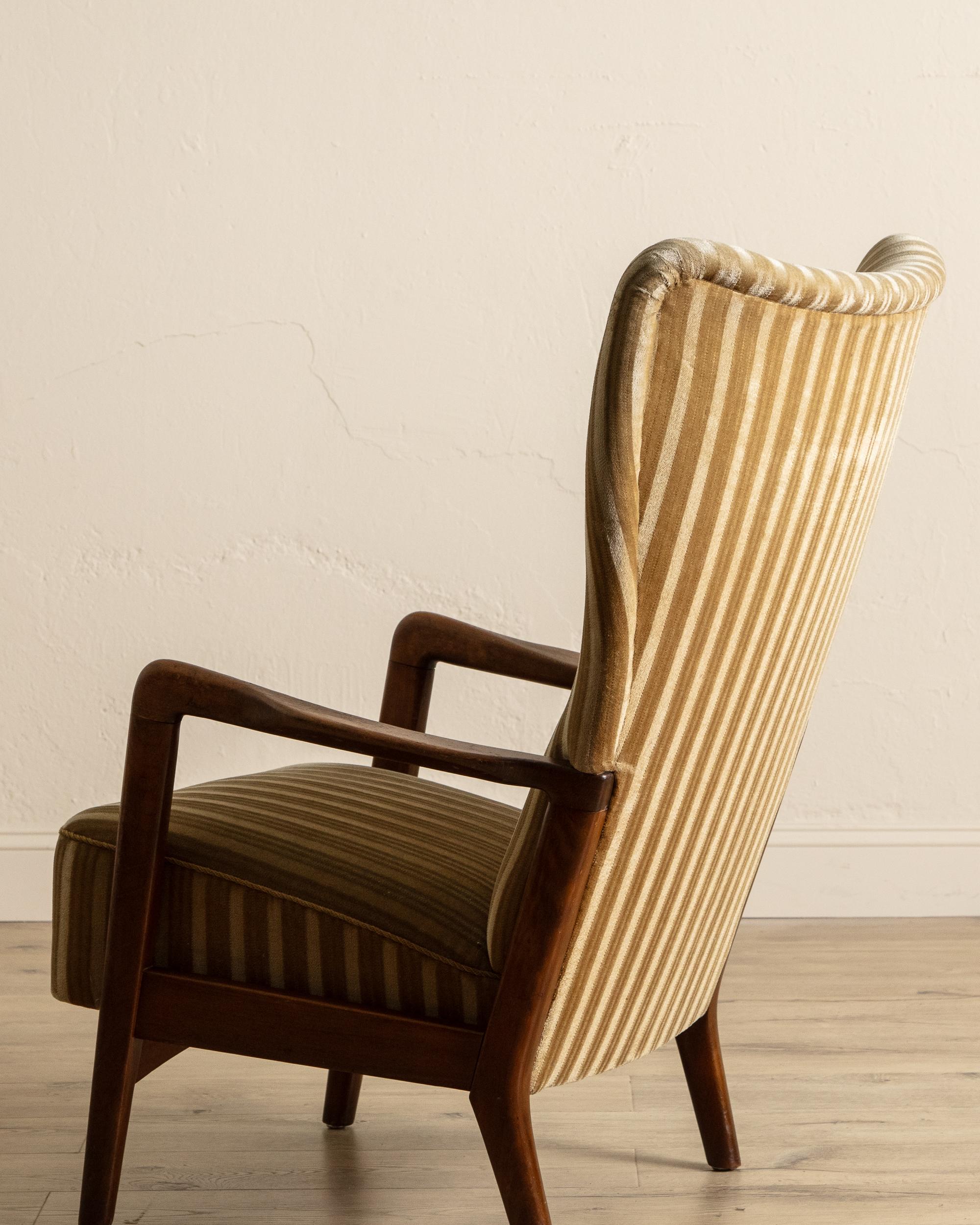 Chaise longue en mohair ambré rayé par Søren Hansen, Danemark, années 1950 en vente 5