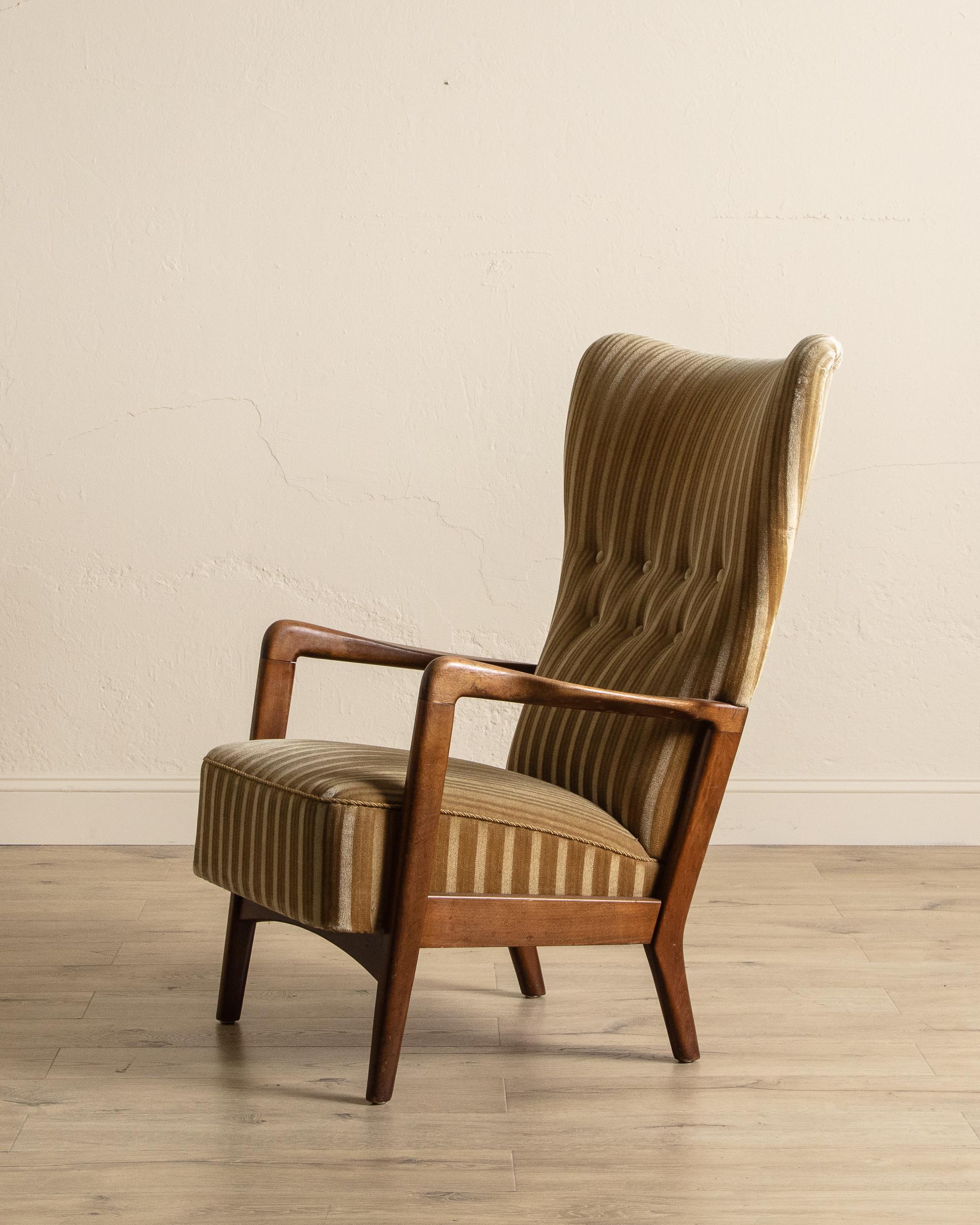 Chaise longue en mohair ambré rayé par Søren Hansen, Danemark, années 1950 Bon état - En vente à Los Angeles, CA