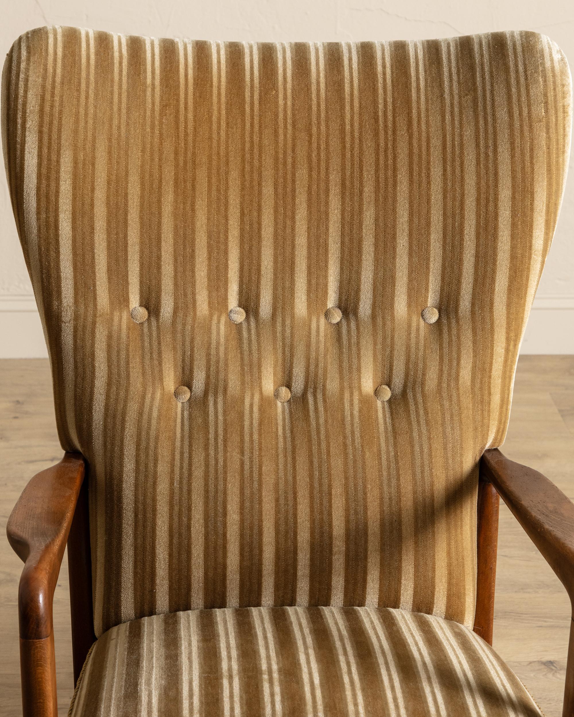Milieu du XXe siècle Chaise longue en mohair ambré rayé par Søren Hansen, Danemark, années 1950 en vente
