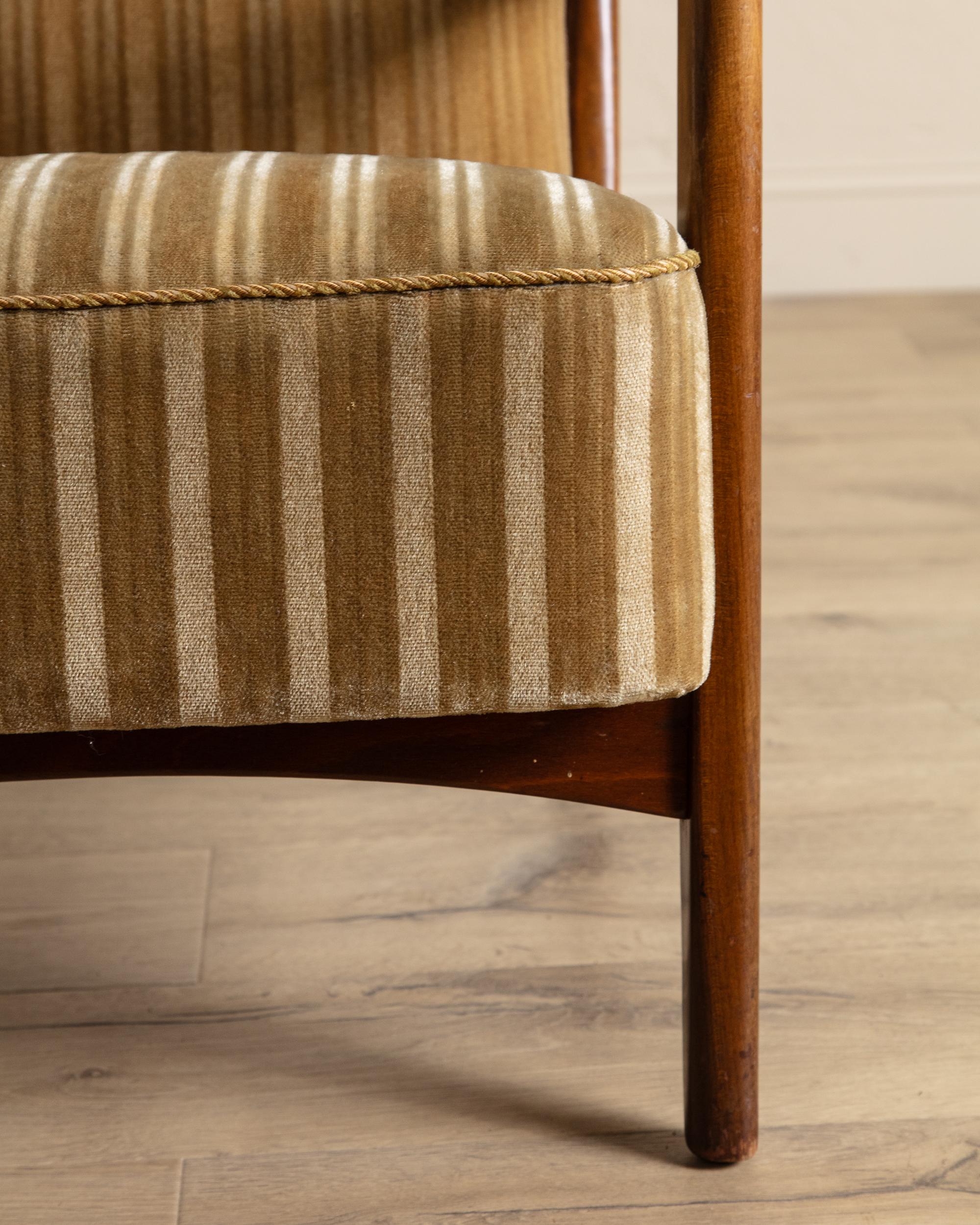 Chaise longue en mohair ambré rayé par Søren Hansen, Danemark, années 1950 en vente 1