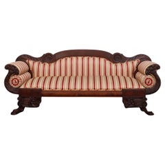 Antique Striped American Empire Style Sofa