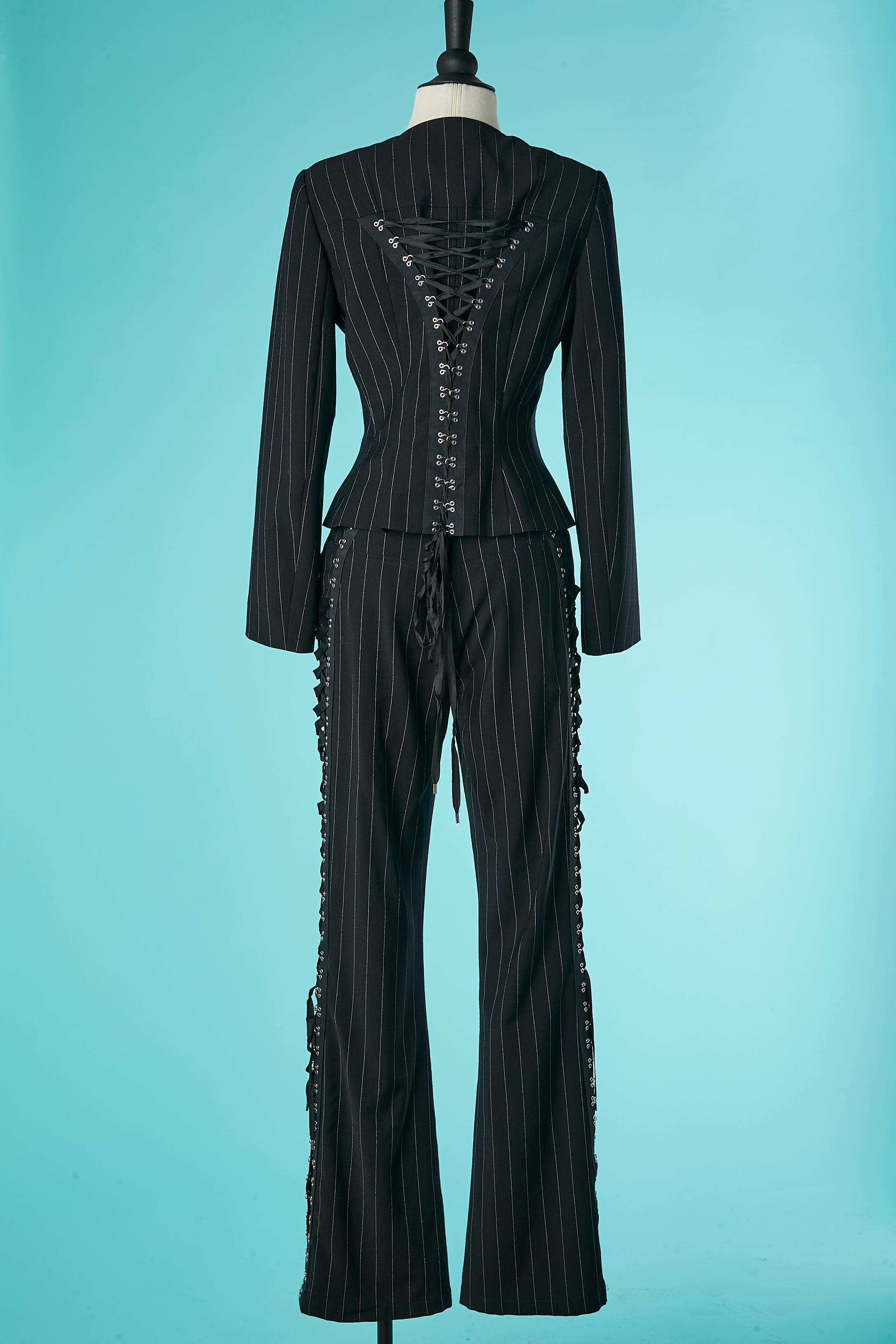 Striped and laced trouser pant suit ensemble John Galliano Circa 2000 1