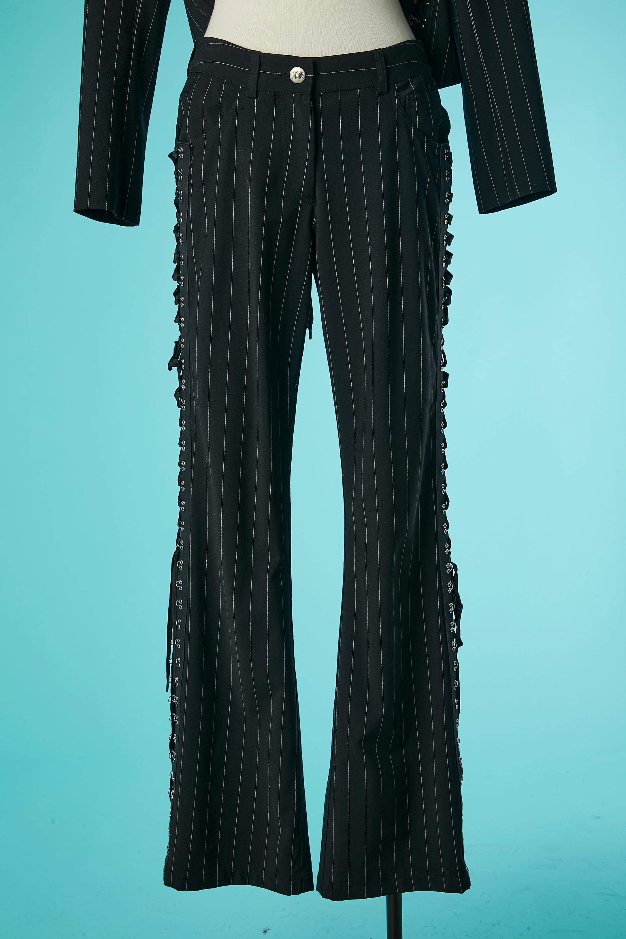 Striped and laced trouser pant suit ensemble John Galliano Circa 2000 4